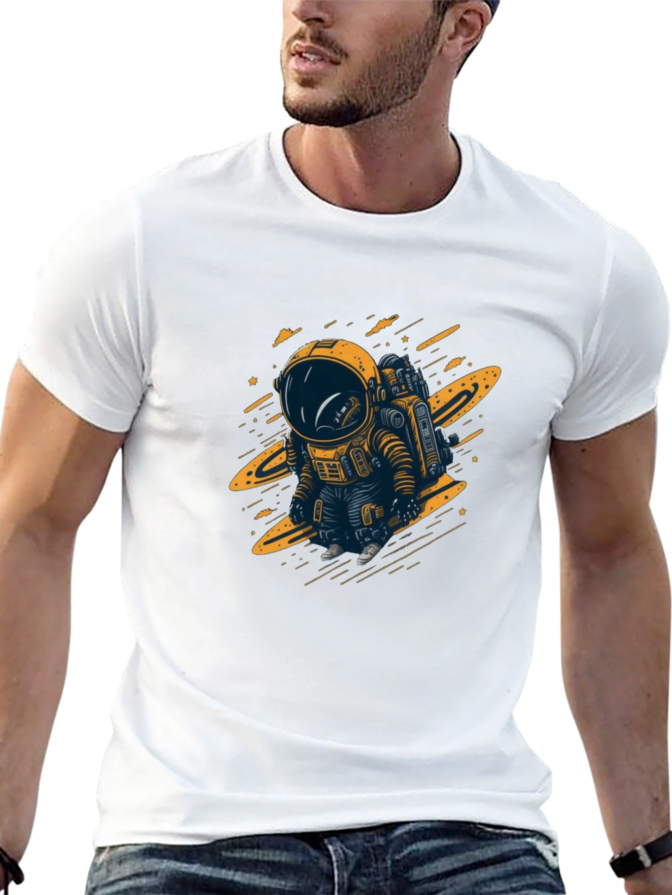 Astronaut Graphic T-Shirt - Black Cotton Tee