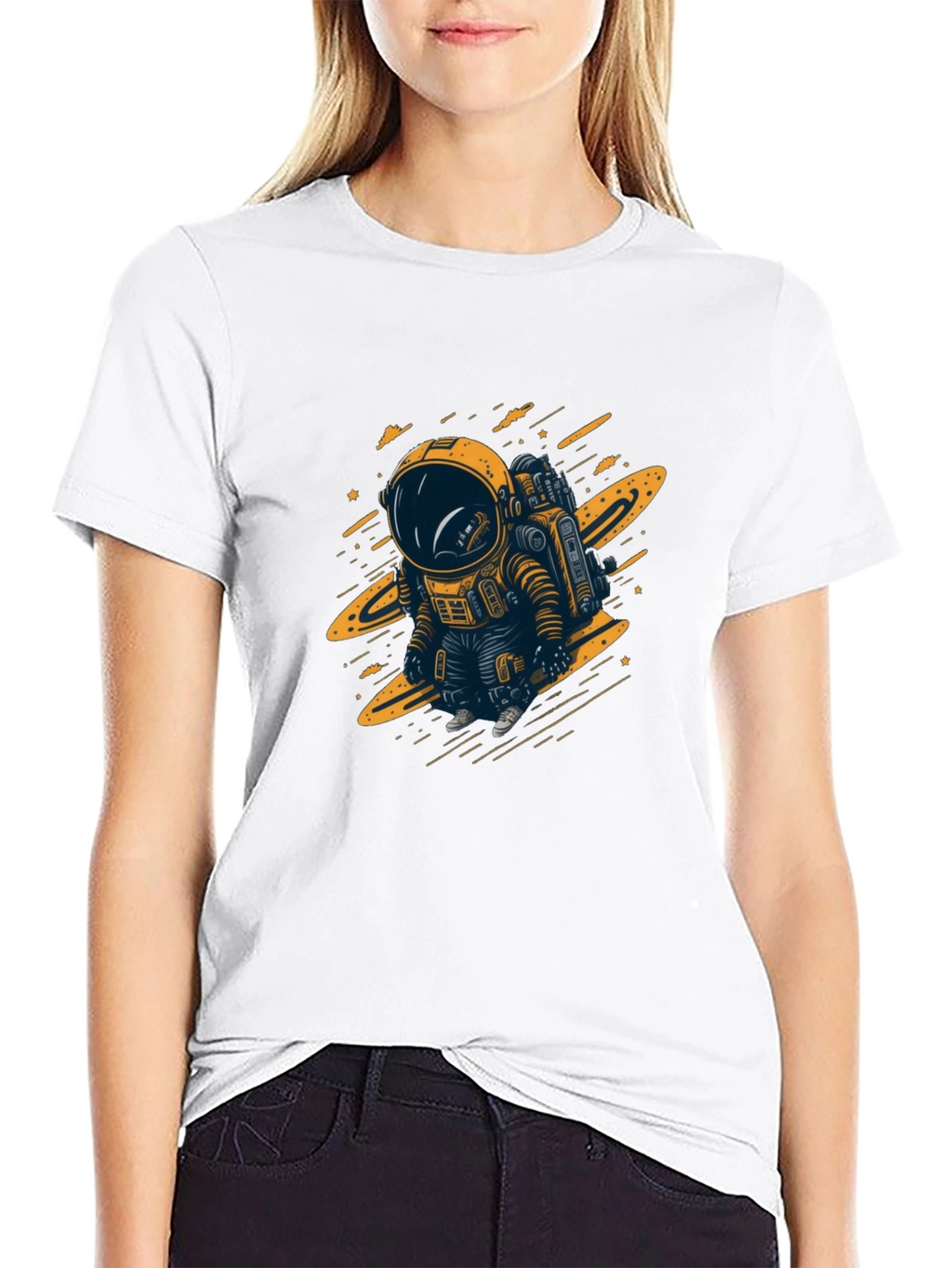 Astronaut Graphic T-Shirt - Black Cotton Tee