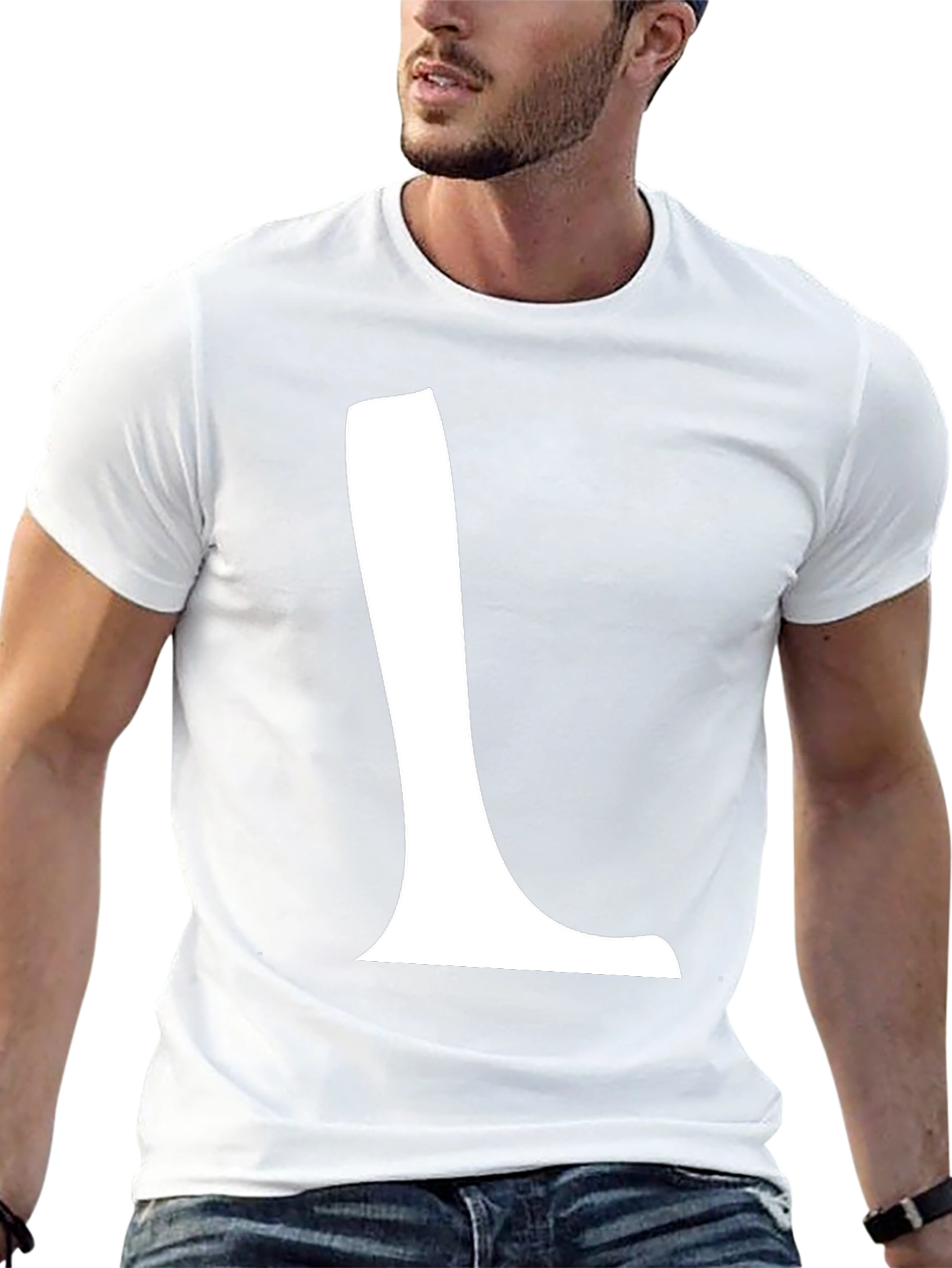 Black T-Shirt with White L Graphic