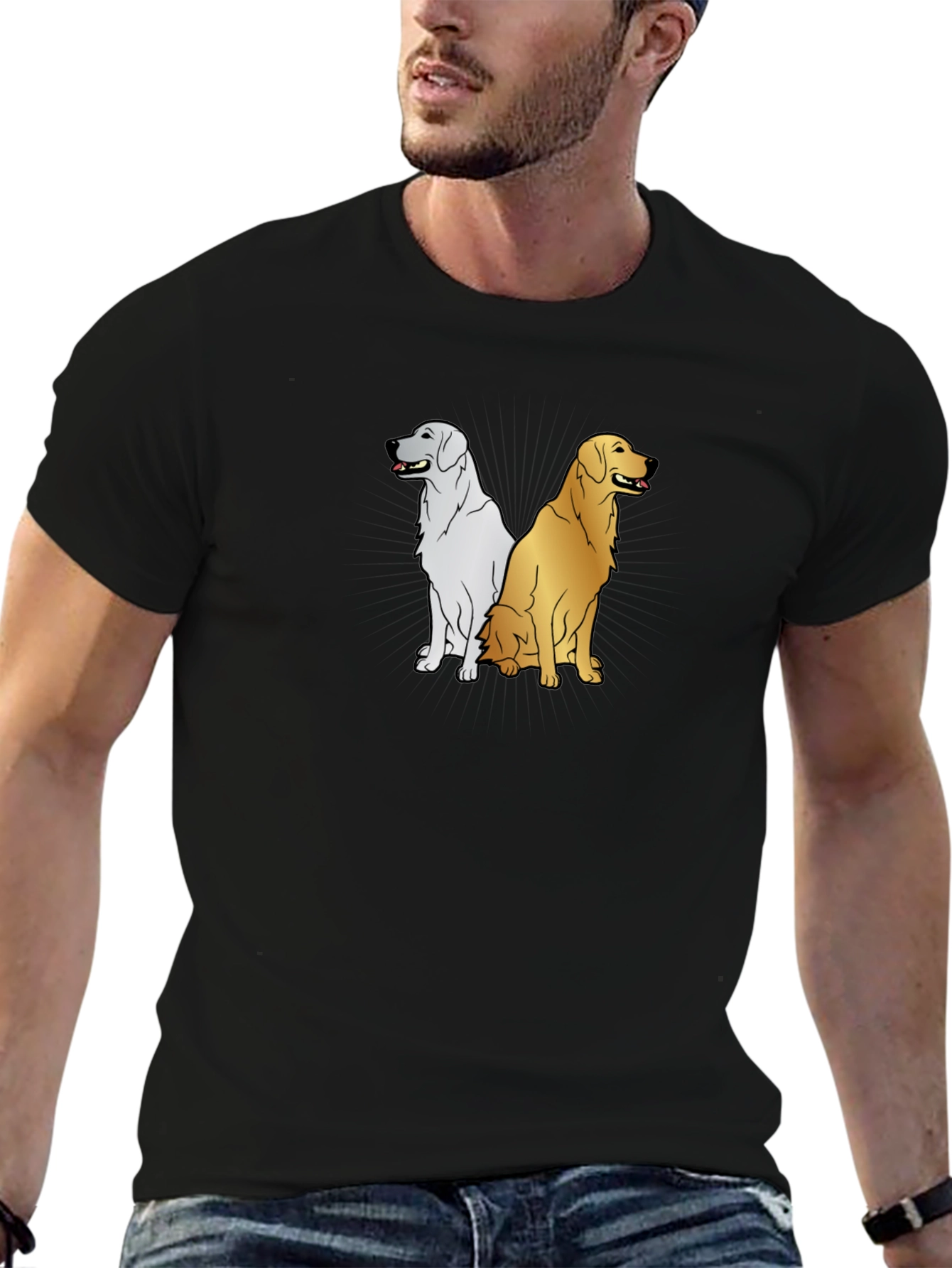 Dog Duo Graphic Tee - Black Casual T-Shirt