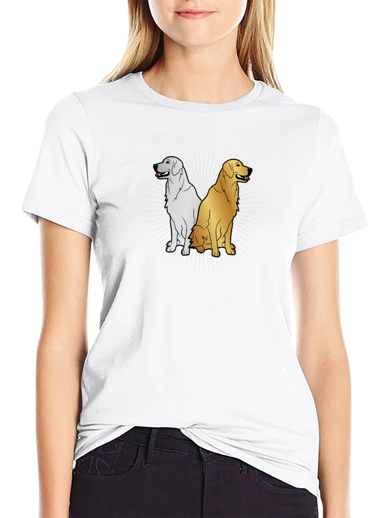 Dog Duo Graphic Tee - Black Casual T-Shirt