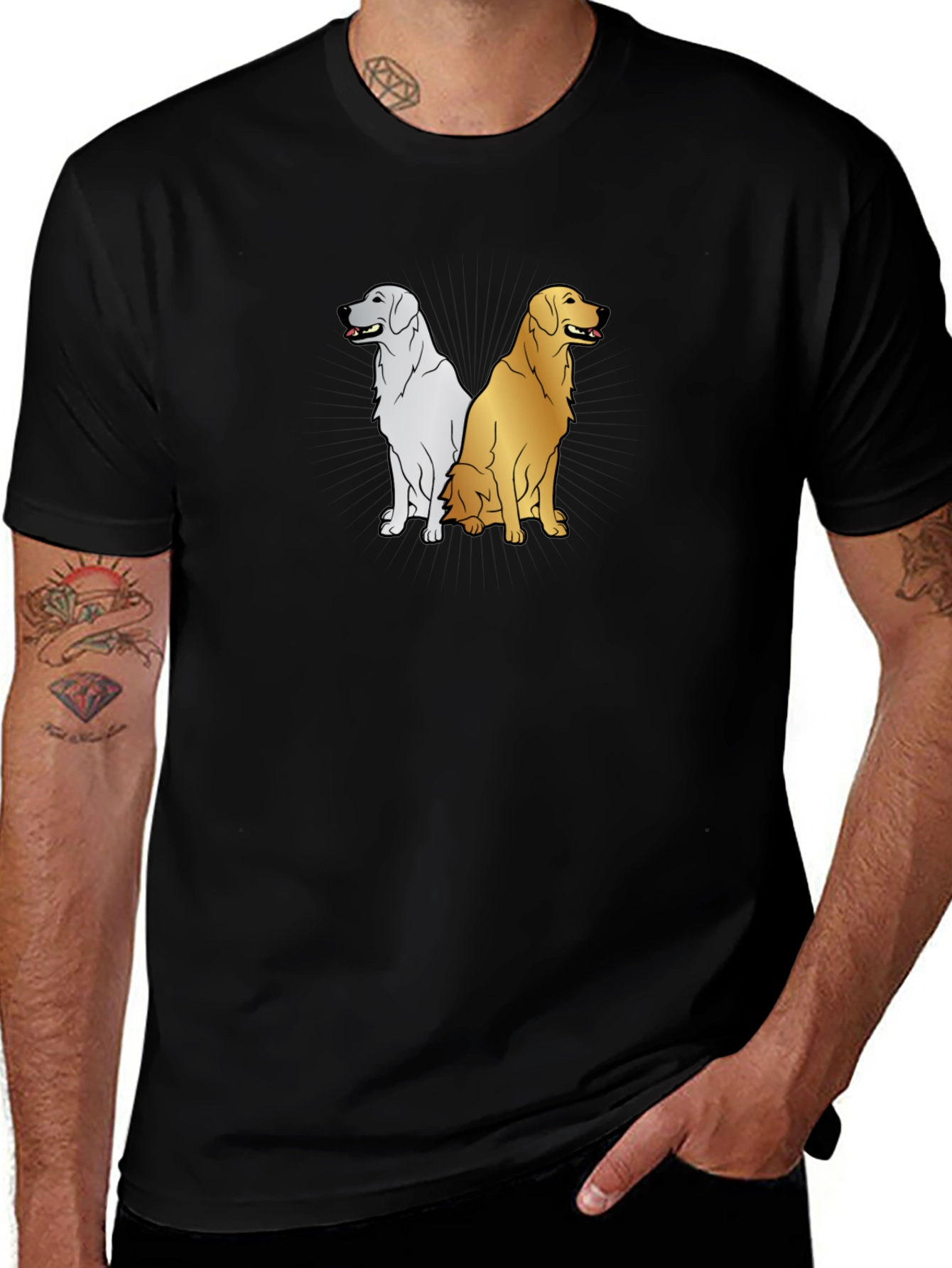 Dog Duo Graphic Tee - Black Casual T-Shirt