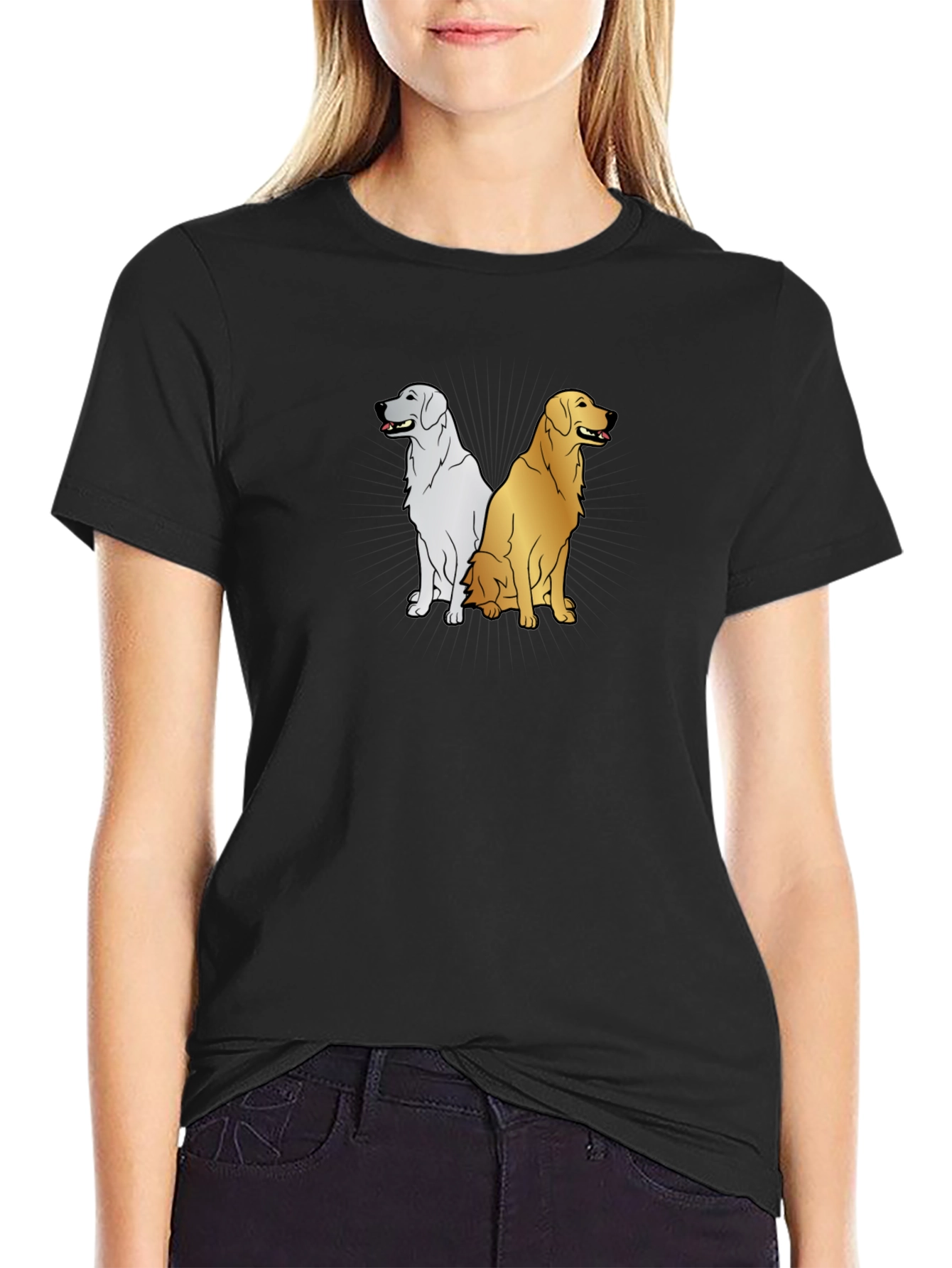 Dog Duo Graphic Tee - Black Casual T-Shirt