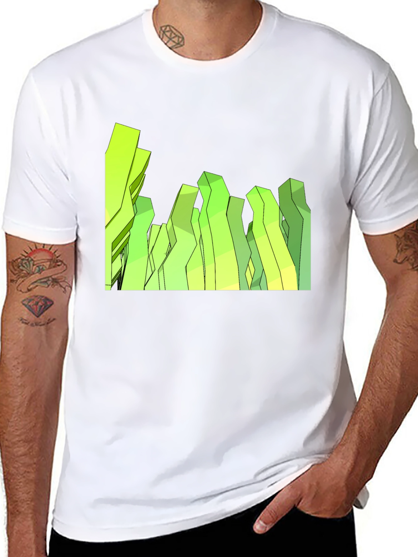 Abstract Geometric Peaks Black Tee