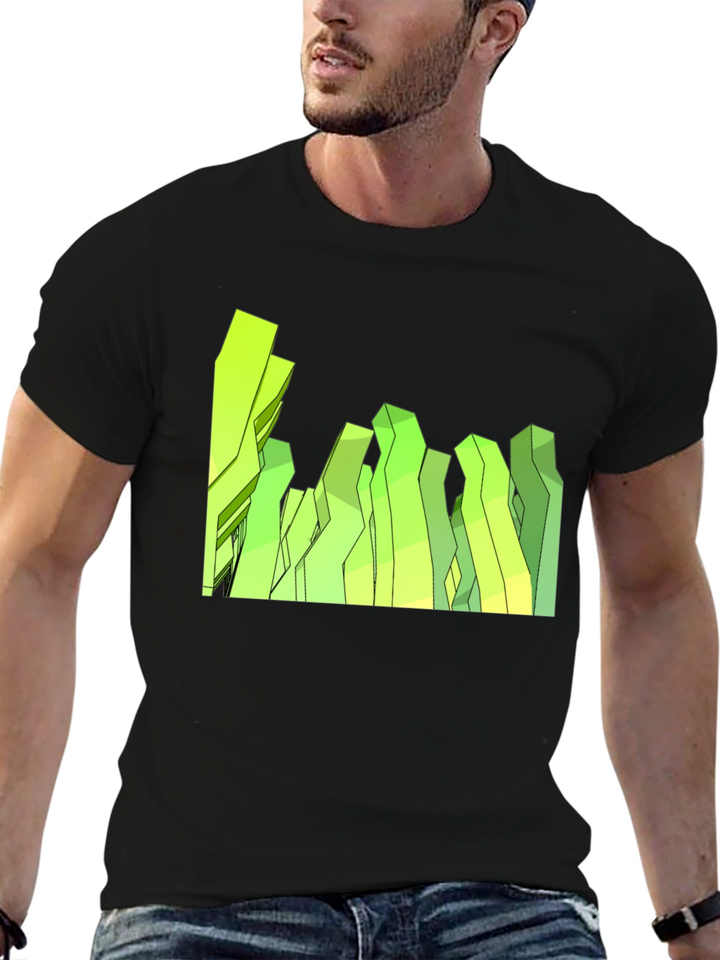 Abstract Geometric Peaks Black Tee