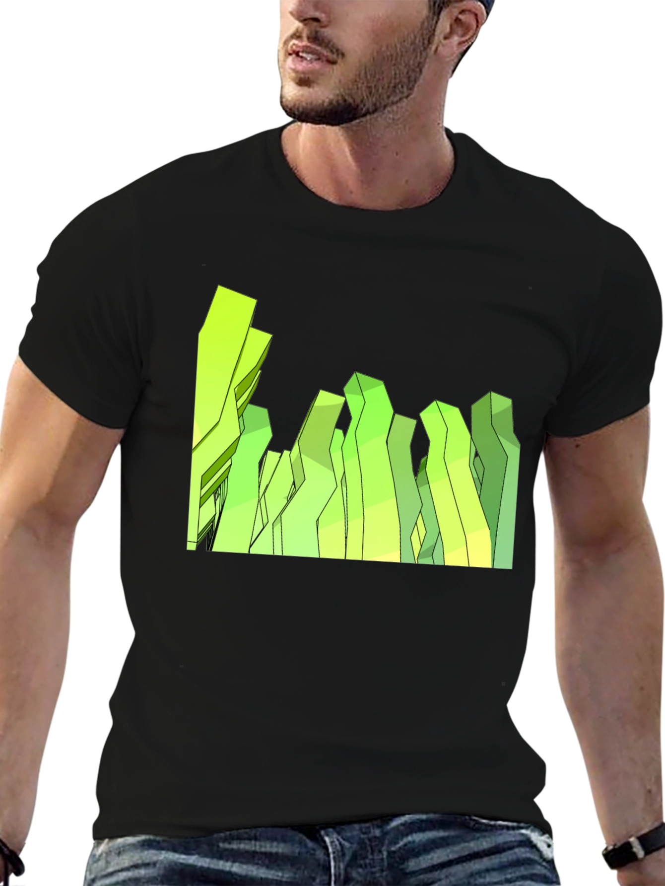 Abstract Geometric Peaks Black Tee