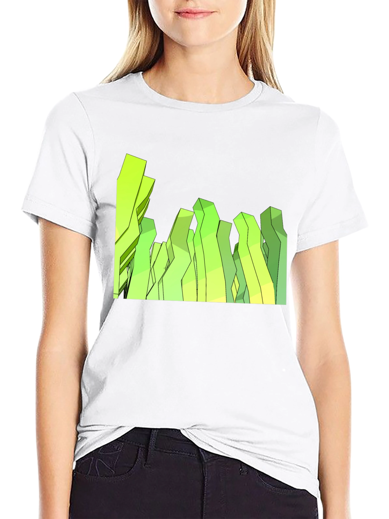 Abstract Geometric Peaks Black Tee