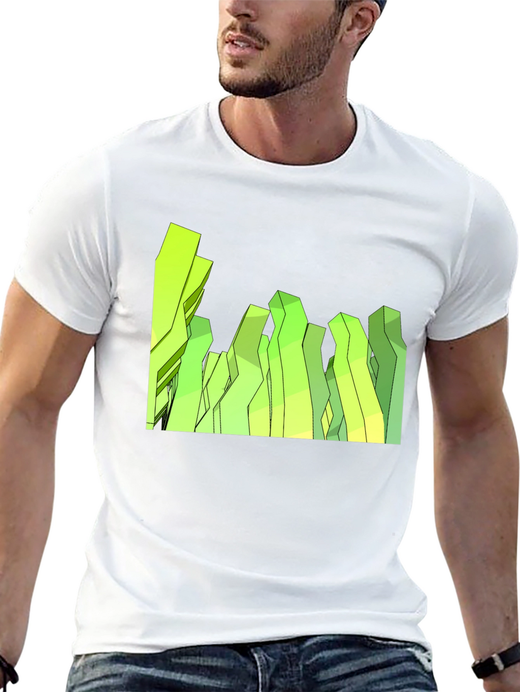 Abstract Geometric Peaks Black Tee
