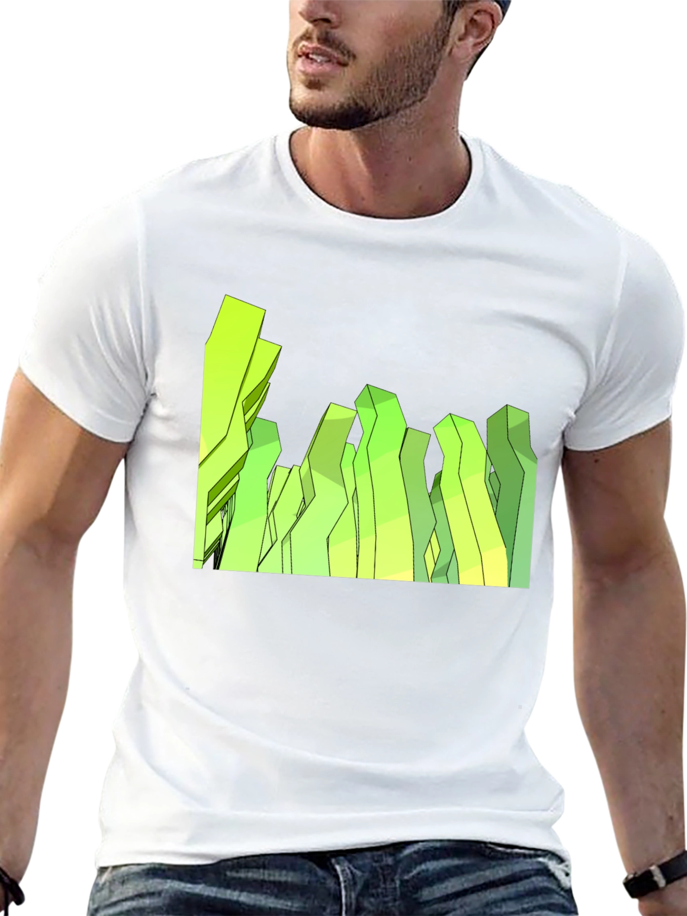 Abstract Geometric Peaks Black Tee
