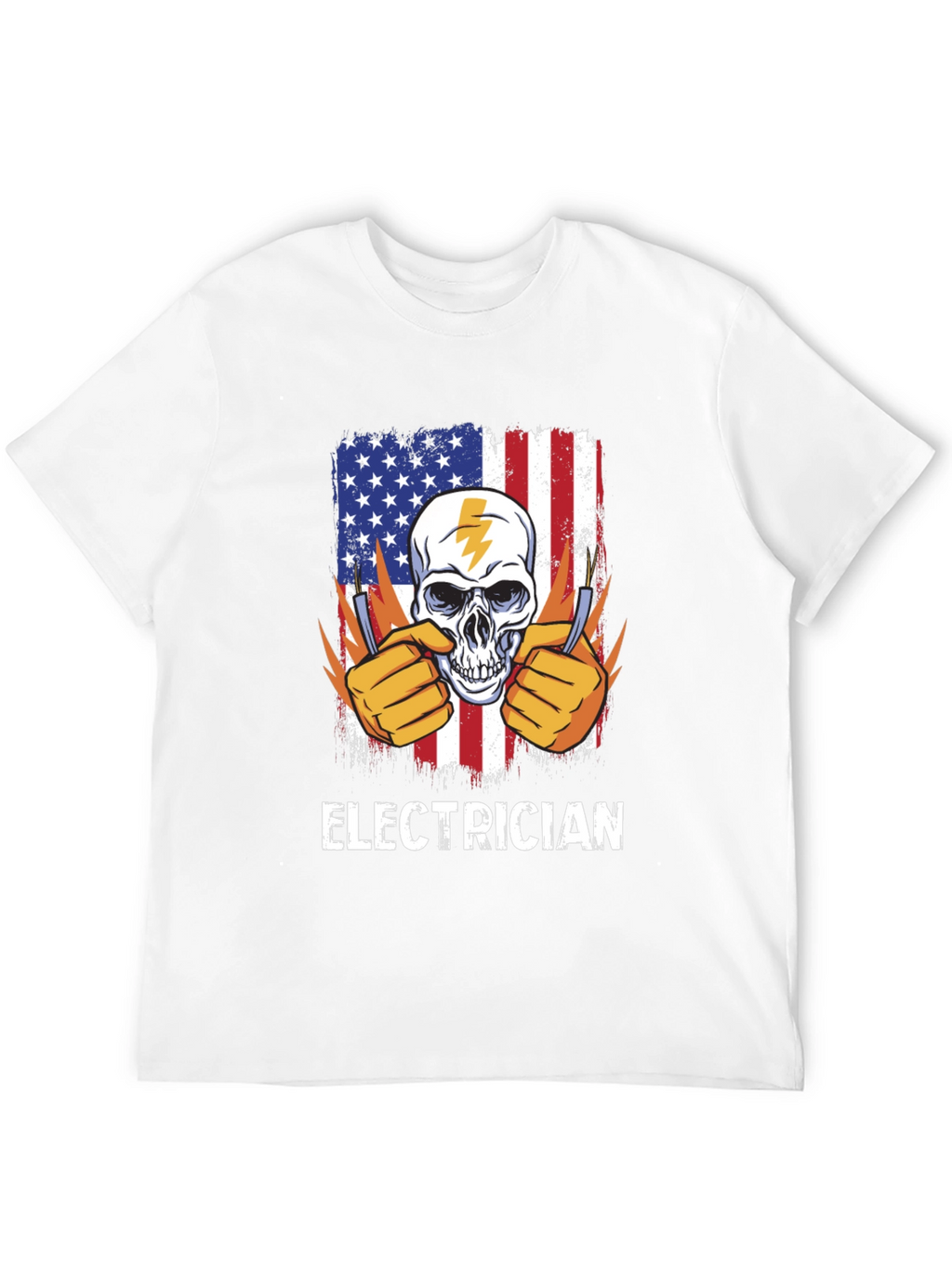 Electrician Skull USA Flag T-Shirt