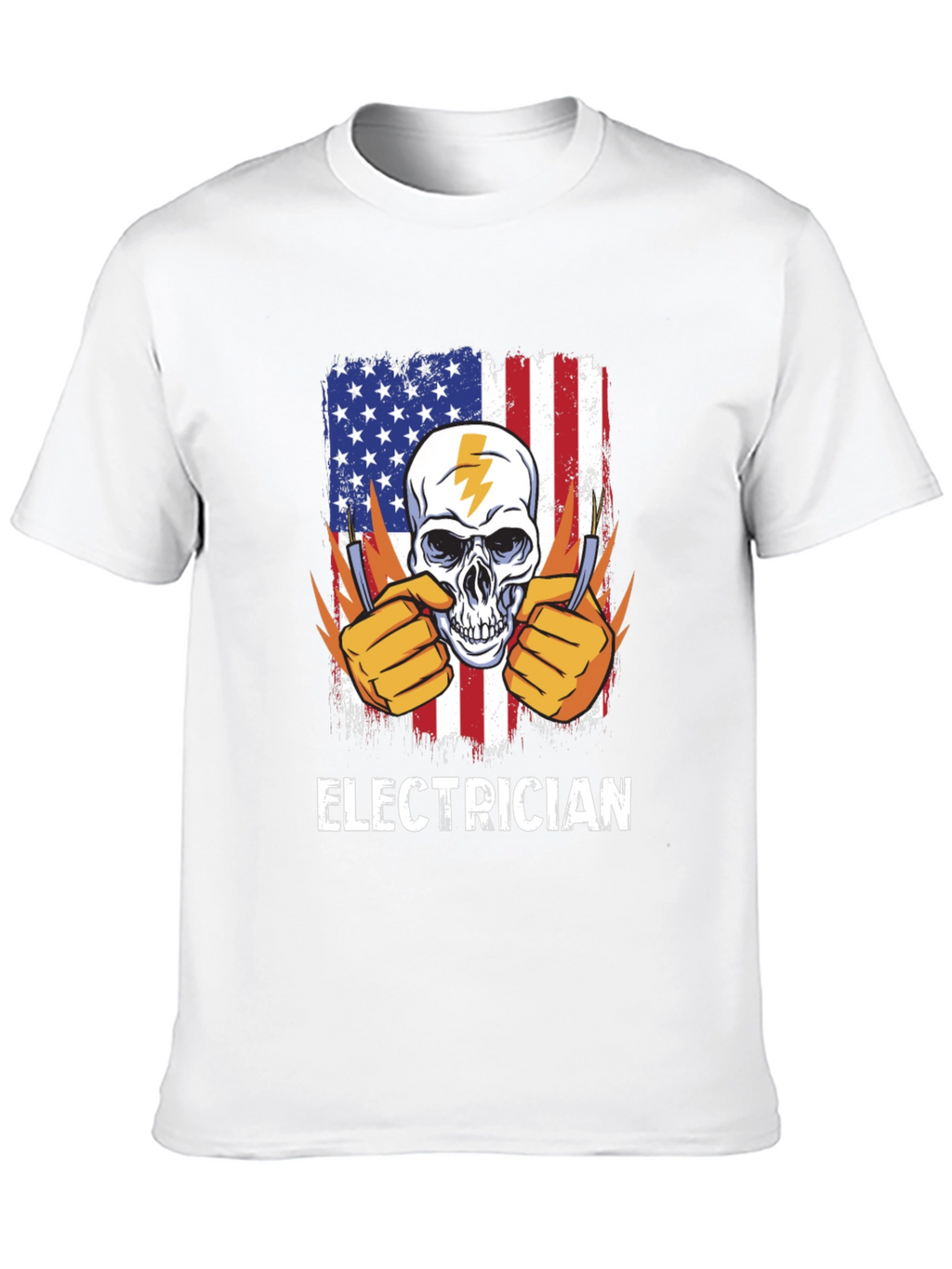 Electrician Skull USA Flag T-Shirt
