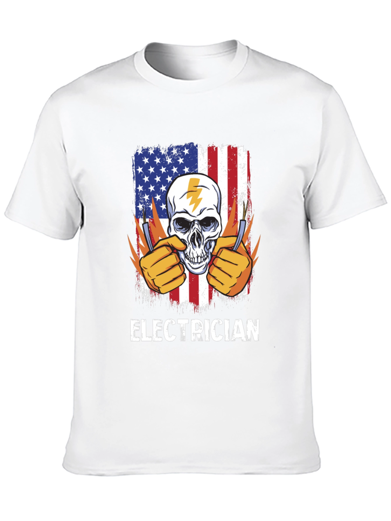 Electrician Skull USA Flag T-Shirt
