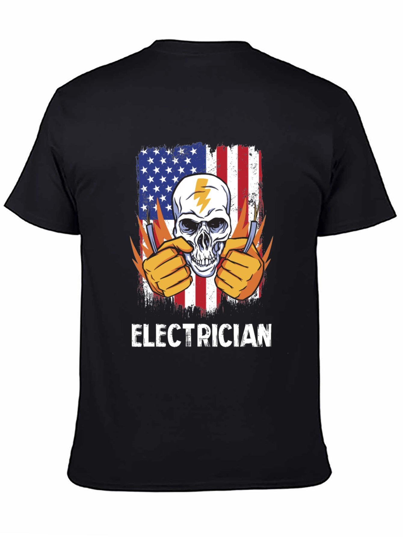 Electrician Skull USA Flag T-Shirt