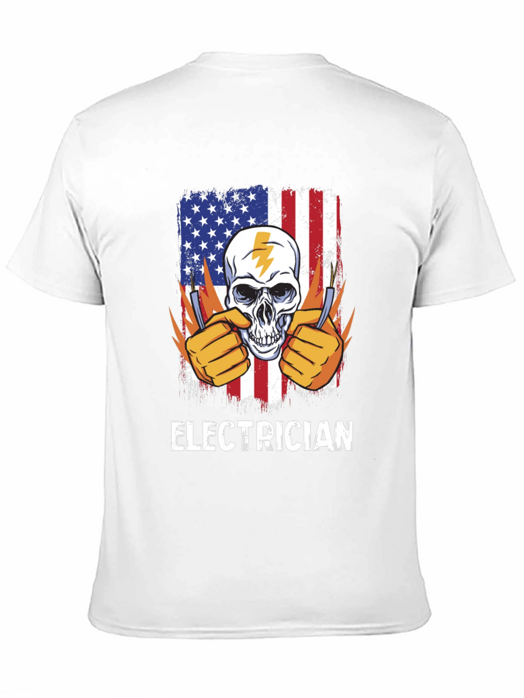 Electrician Skull USA Flag T-Shirt