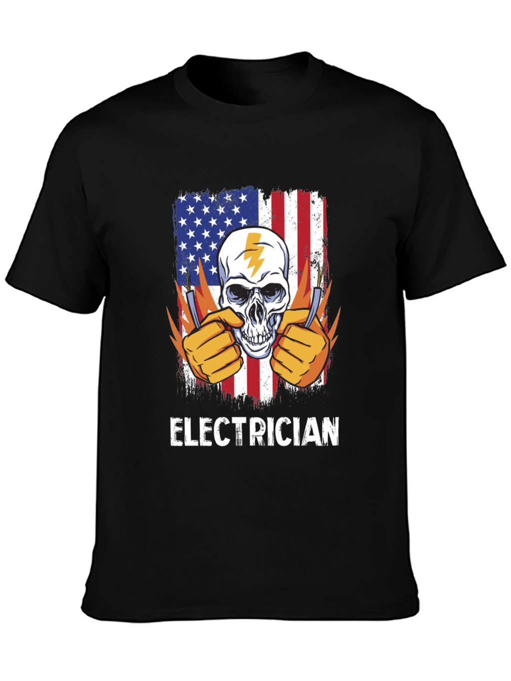 Electrician Skull USA Flag T-Shirt