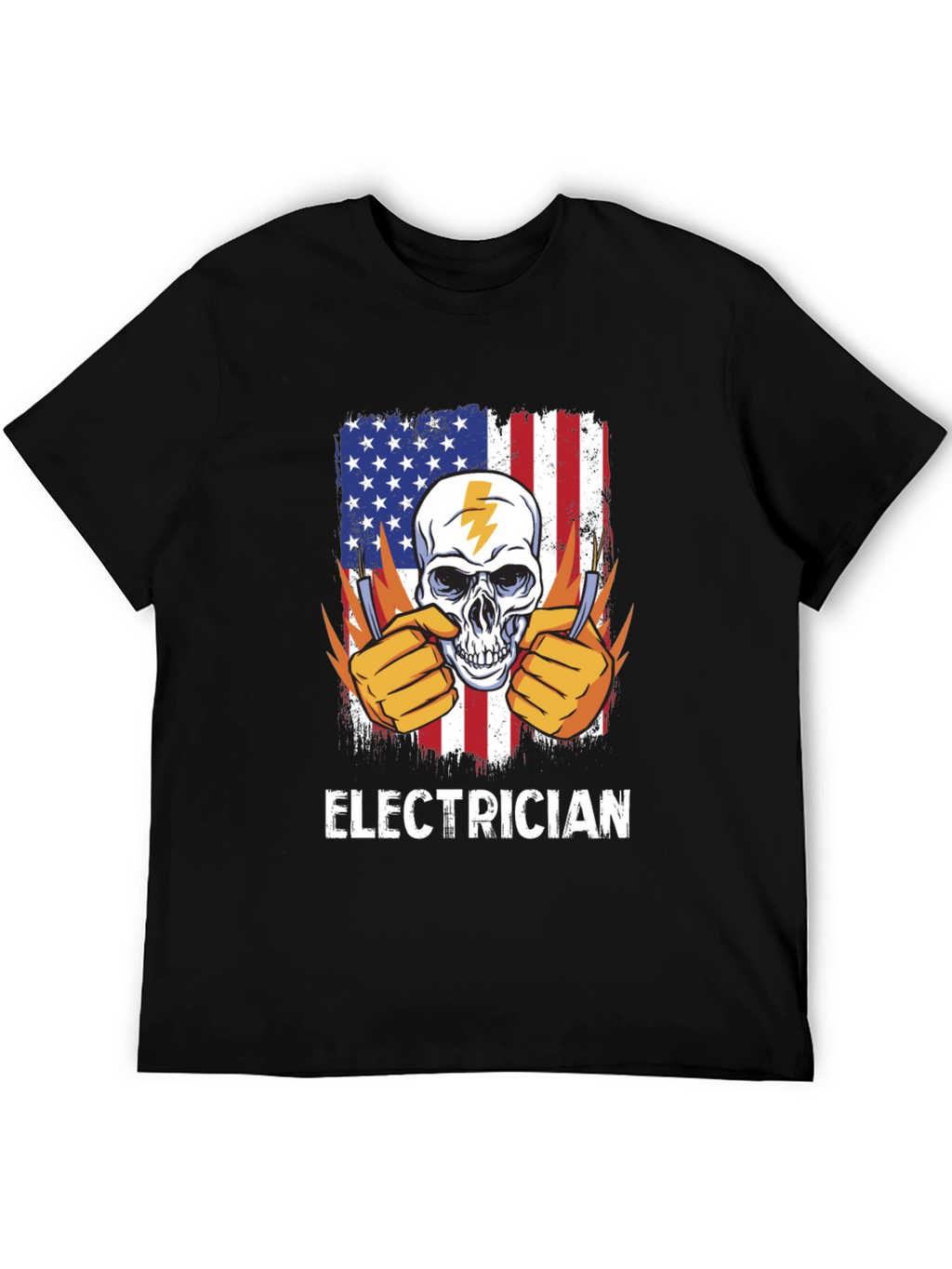 Electrician Skull USA Flag T-Shirt