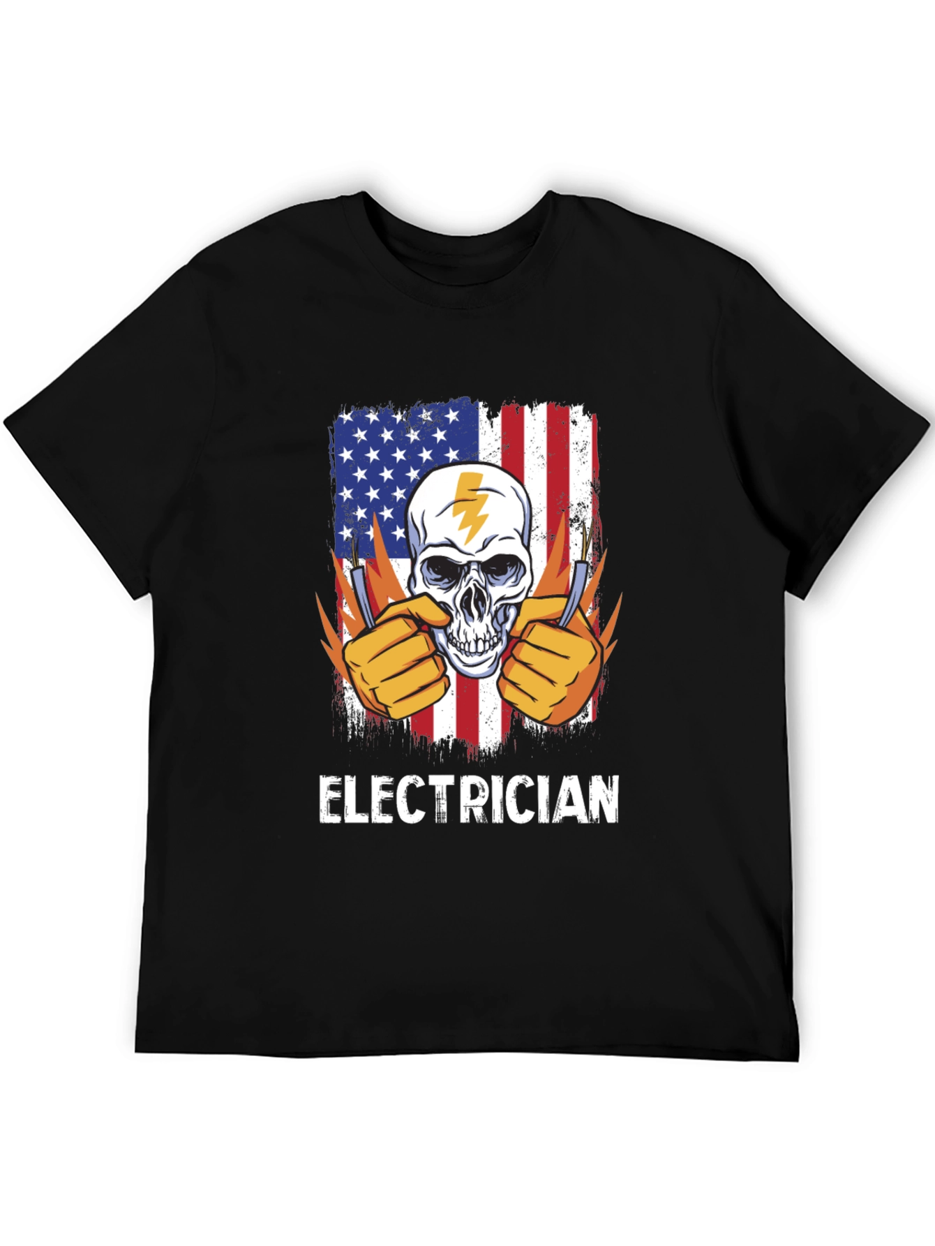 Electrician Skull USA Flag T-Shirt