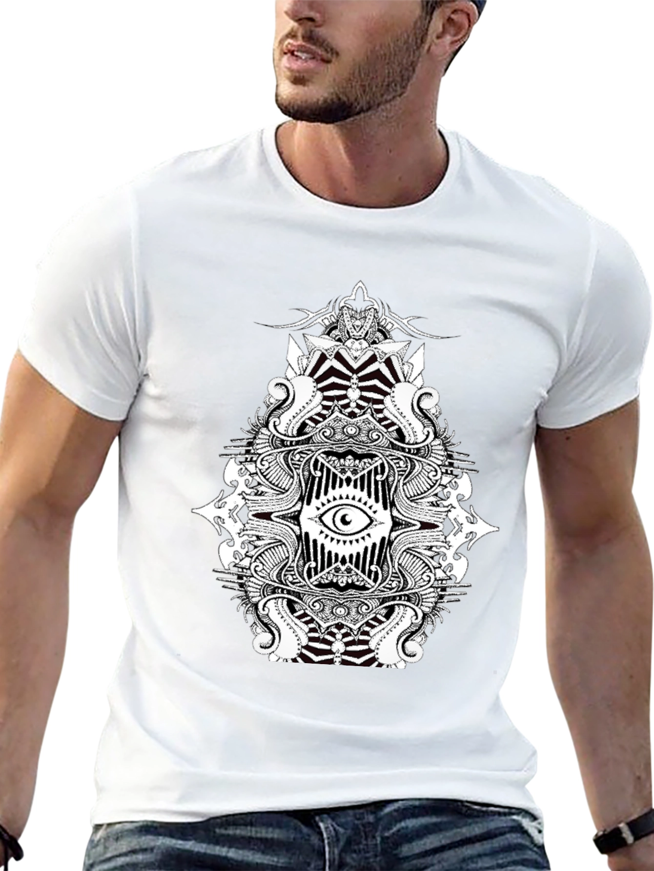 Eye Mandala Graphic Tee - Black Cotton Blend