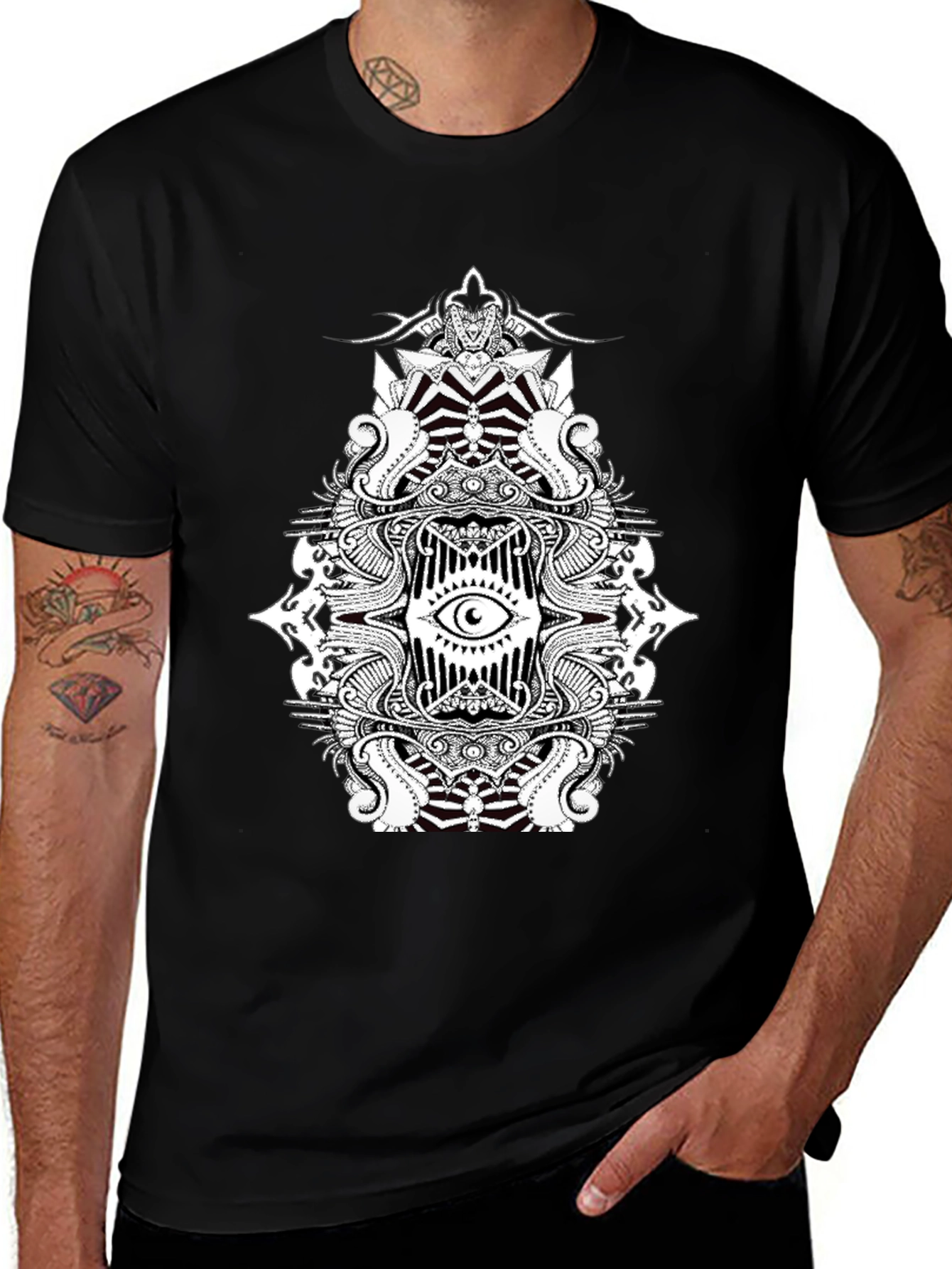 Eye Mandala Graphic Tee - Black Cotton Blend