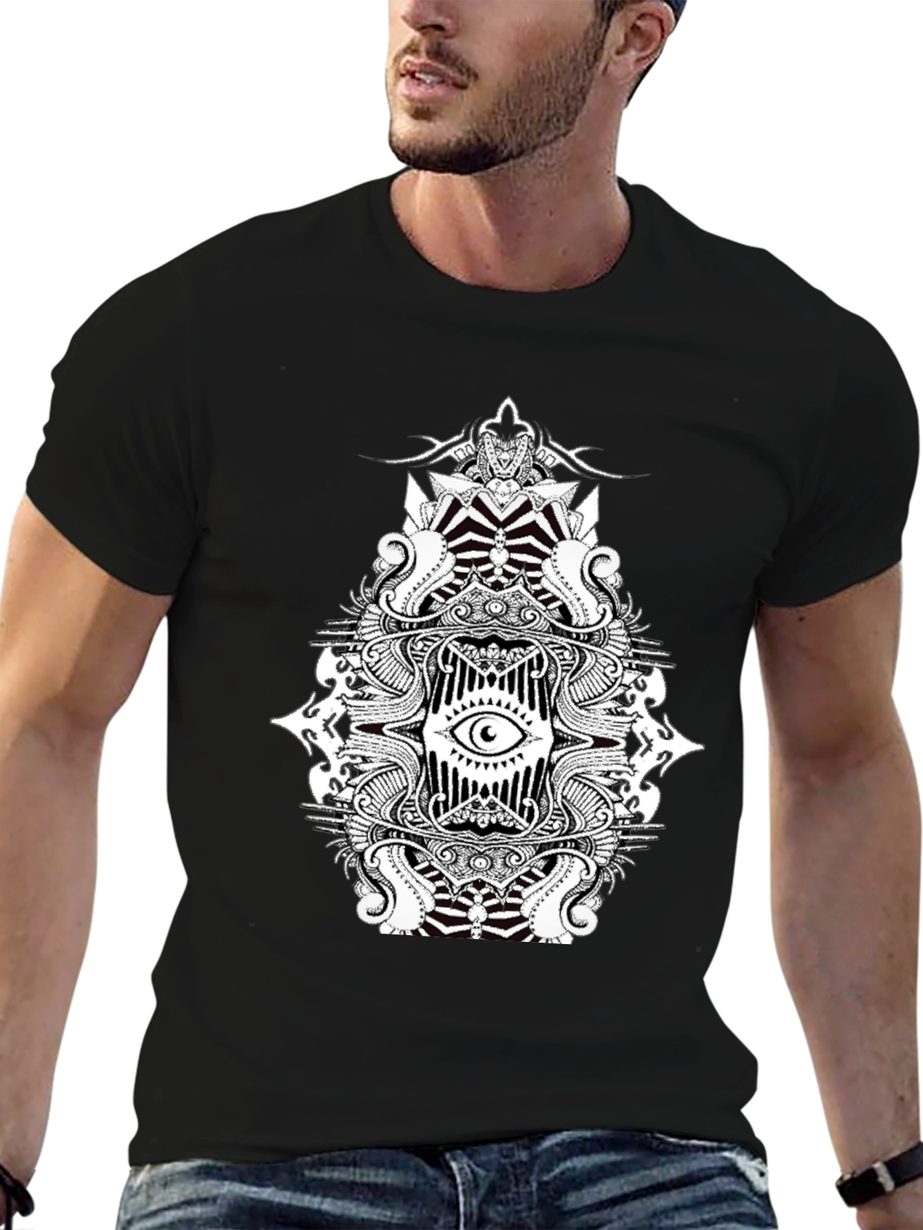 Eye Mandala Graphic Tee - Black Cotton Blend
