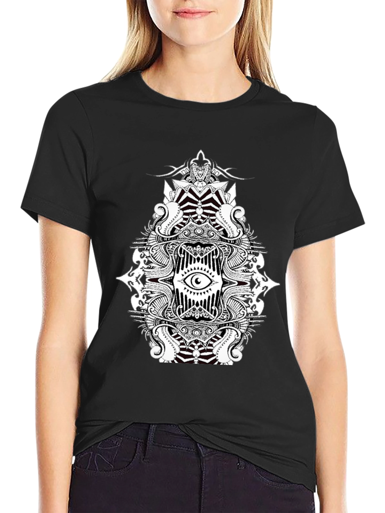 Eye Mandala Graphic Tee - Black Cotton Blend