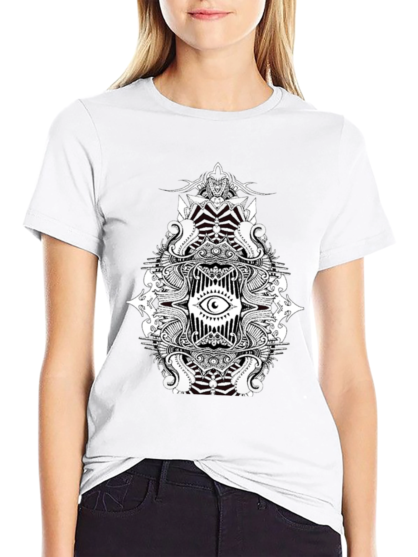Eye Mandala Graphic Tee - Black Cotton Blend