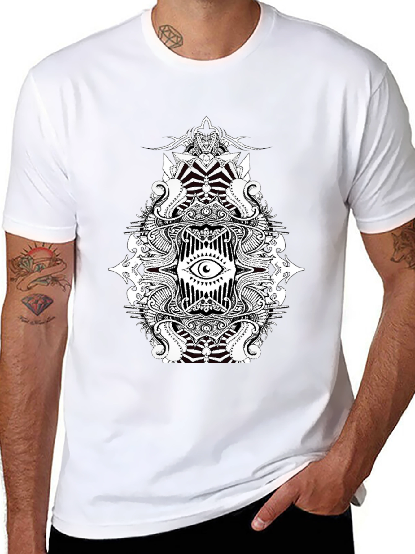 Eye Mandala Graphic Tee - Black Cotton Blend