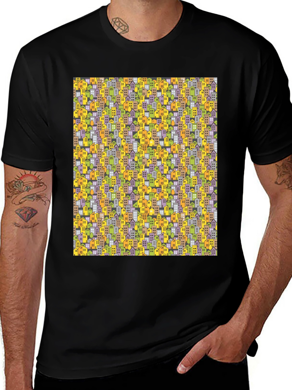 Cityscape Pattern T-Shirt