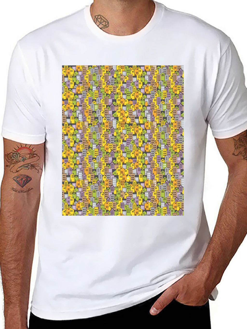 Cityscape Pattern T-Shirt