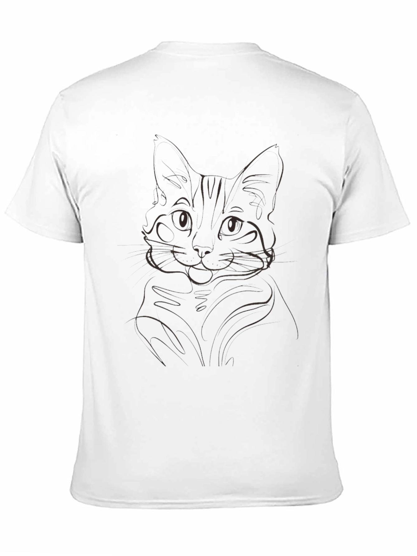 Cat Outline Black T-Shirt - Minimalist Style