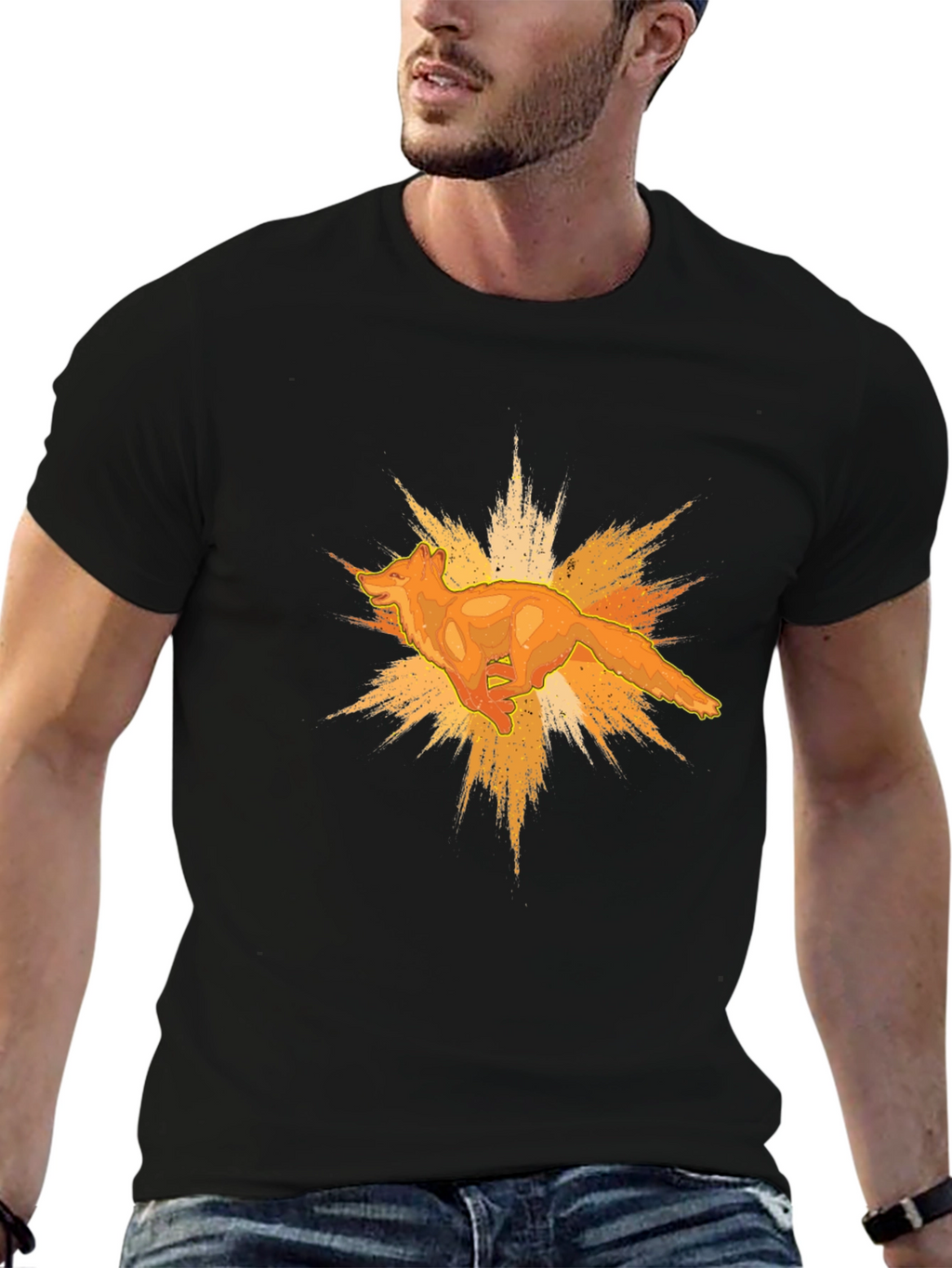 Dynamic Fox Graphic Black T-Shirt