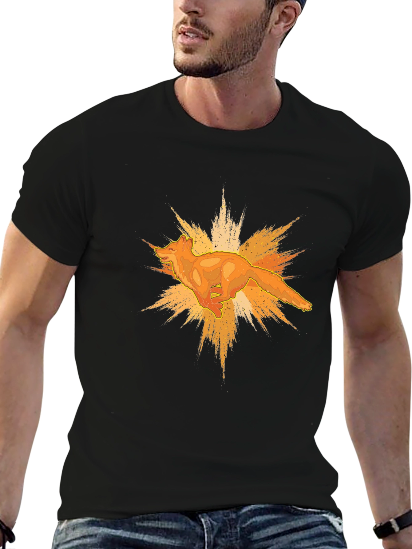 Dynamic Fox Graphic Black T-Shirt