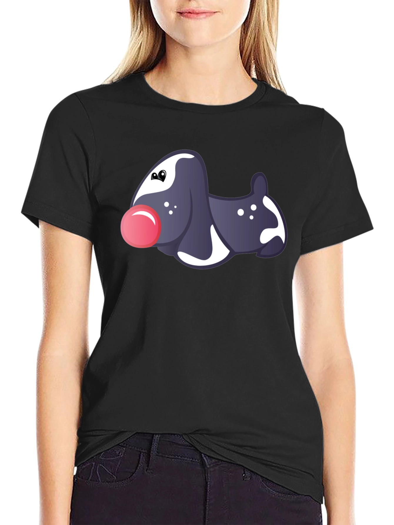 Novelty Dog Graphic Black T-Shirt