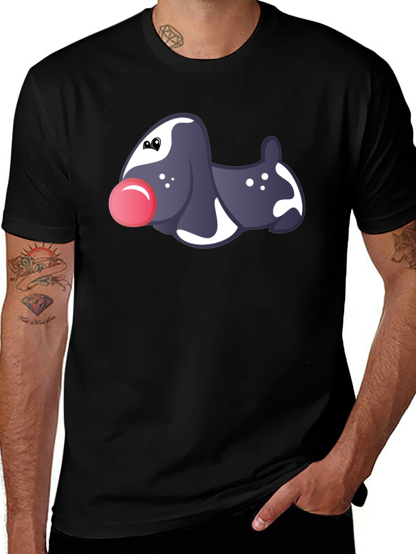 Novelty Dog Graphic Black T-Shirt