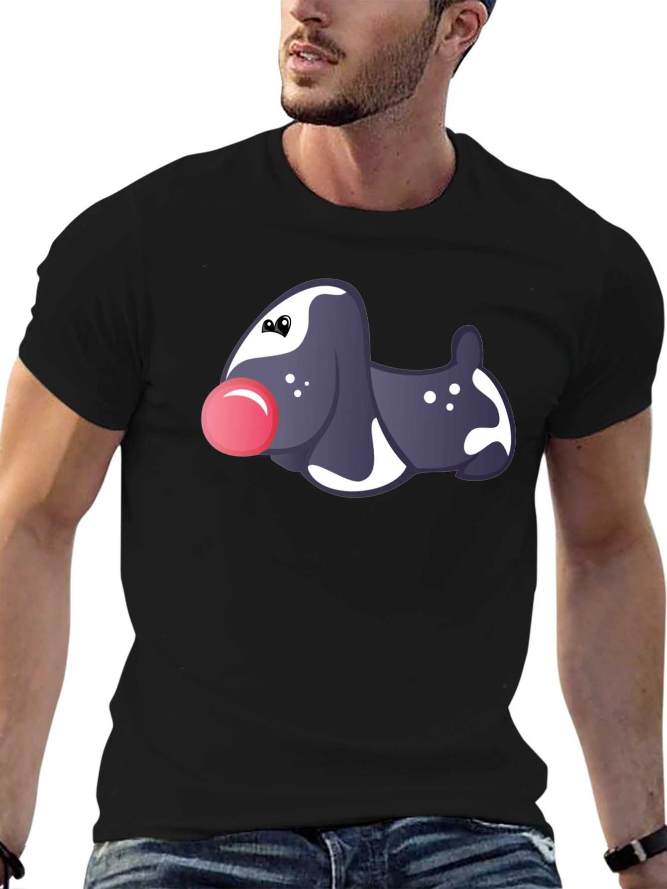 Novelty Dog Graphic Black T-Shirt