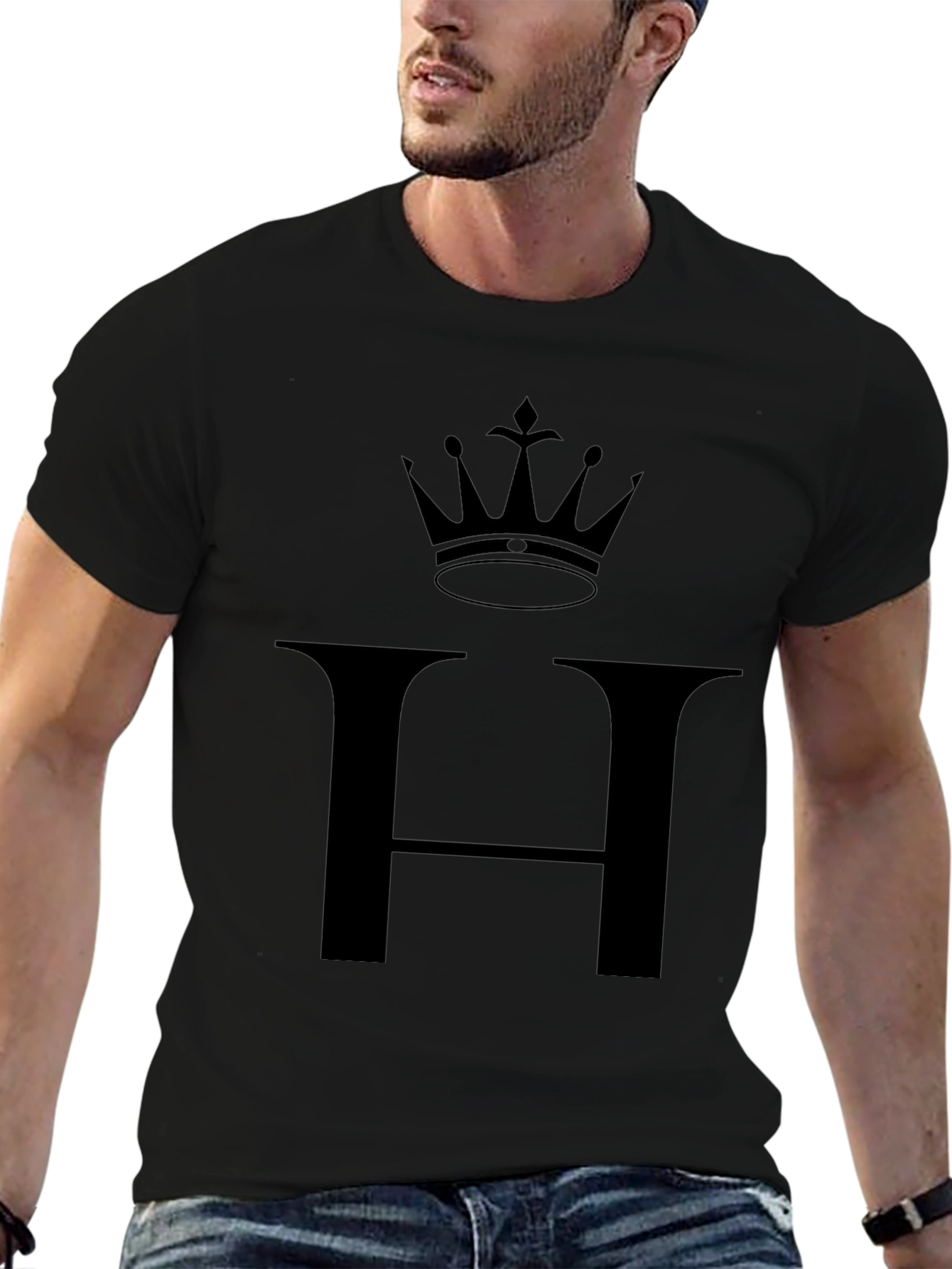 Crown & Letter H Graphic T-Shirt - Stylish Tee