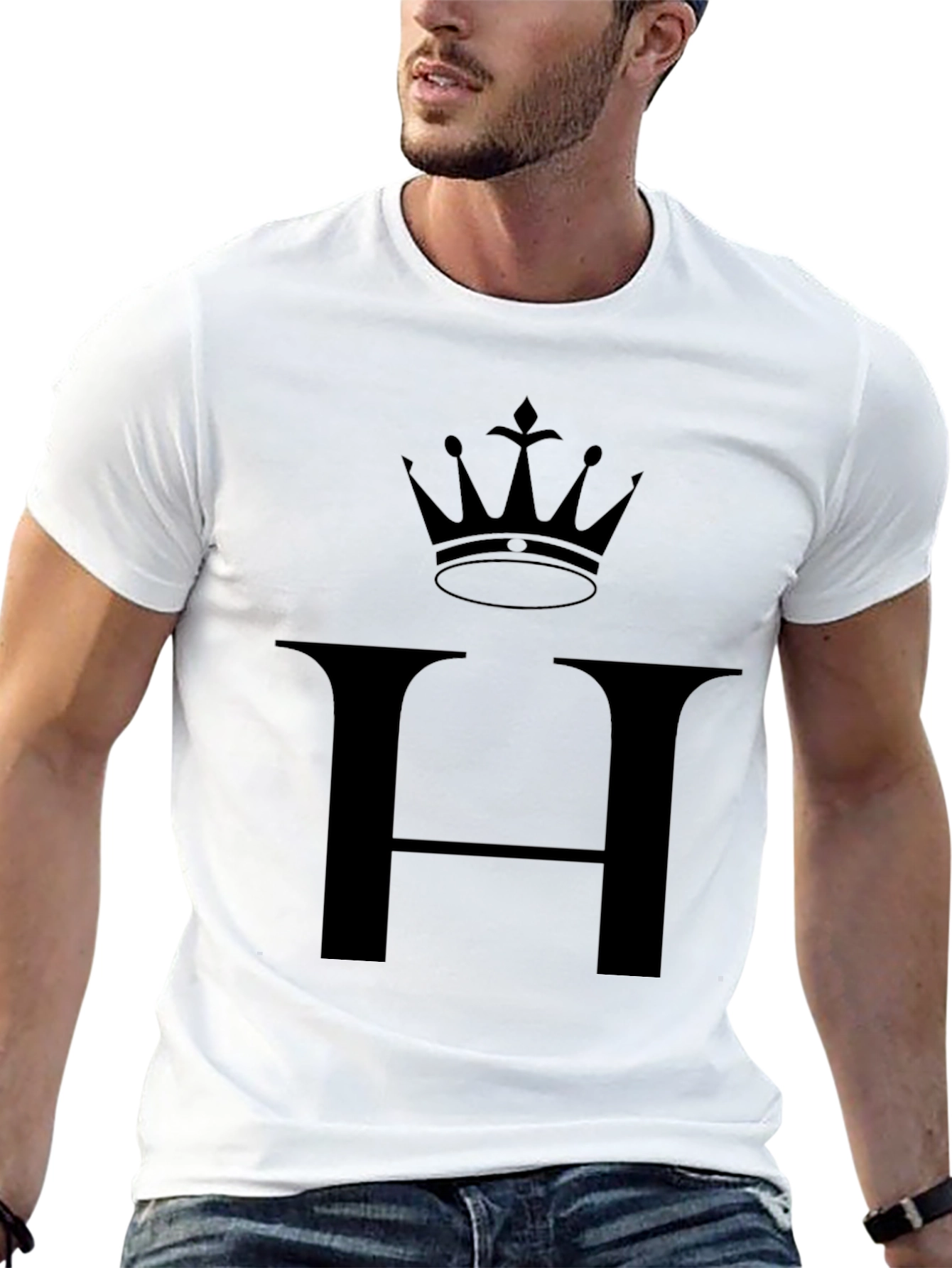 Crown & Letter H Graphic T-Shirt - Stylish Tee