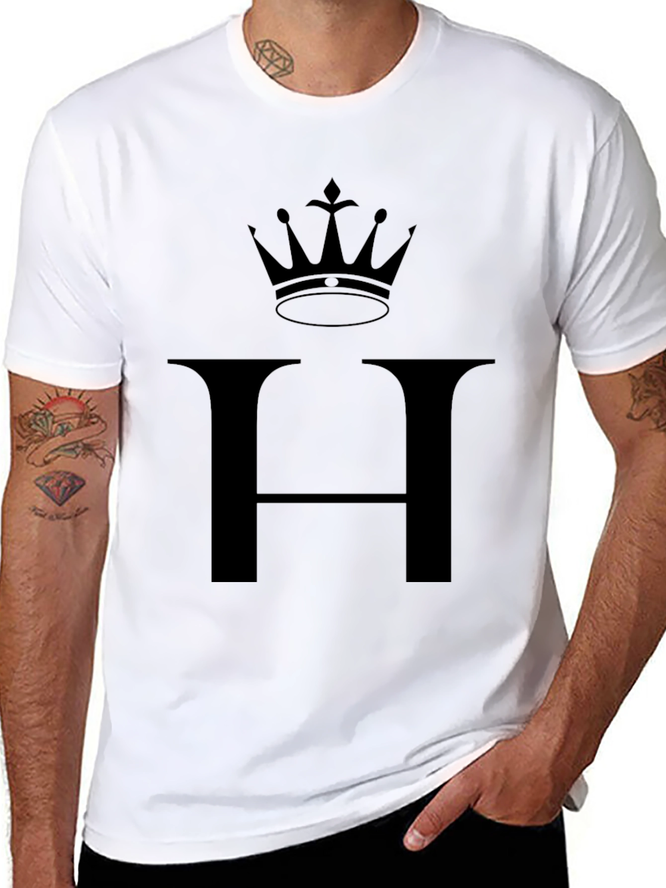 Crown & Letter H Graphic T-Shirt - Stylish Tee
