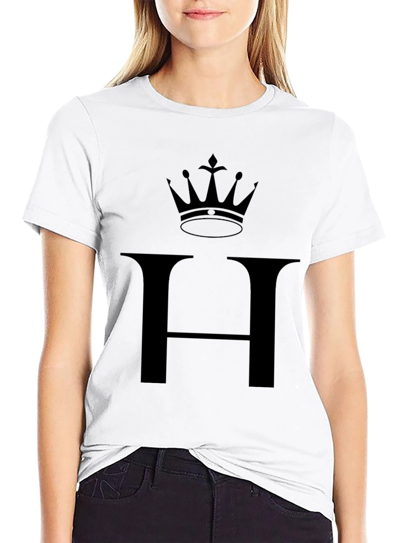 Crown & Letter H Graphic T-Shirt - Stylish Tee