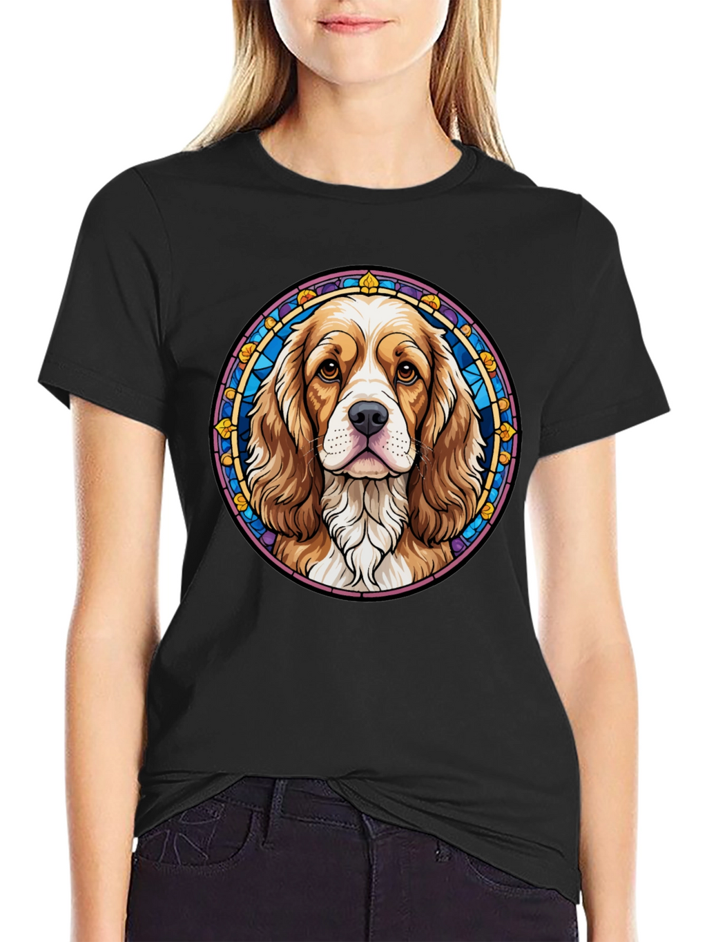 Dog Portrait Graphic Tee - Black