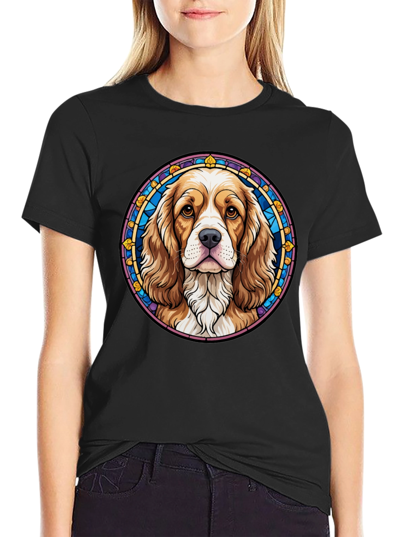 Dog Portrait Graphic Tee - Black