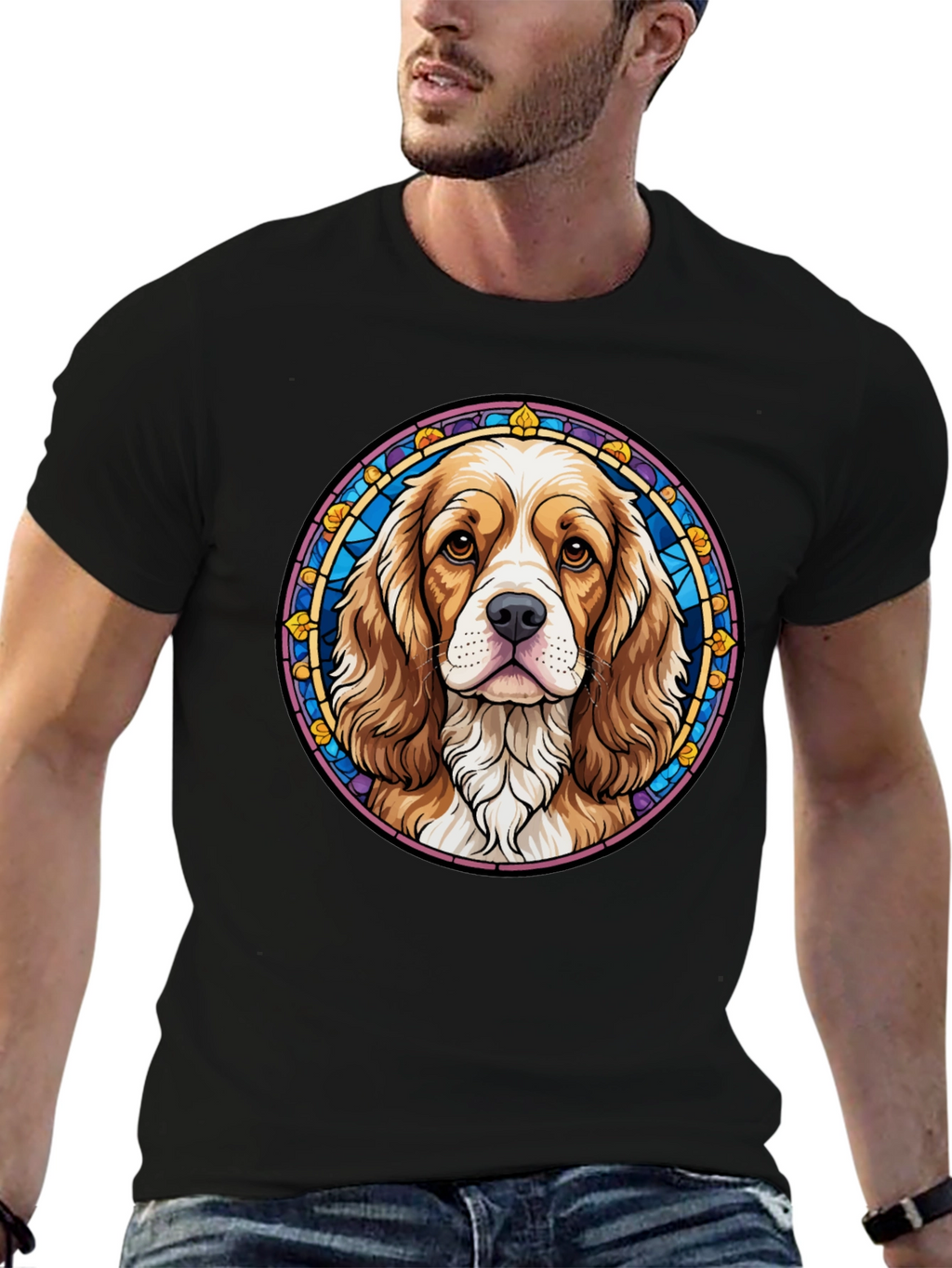 Dog Portrait Graphic Tee - Black