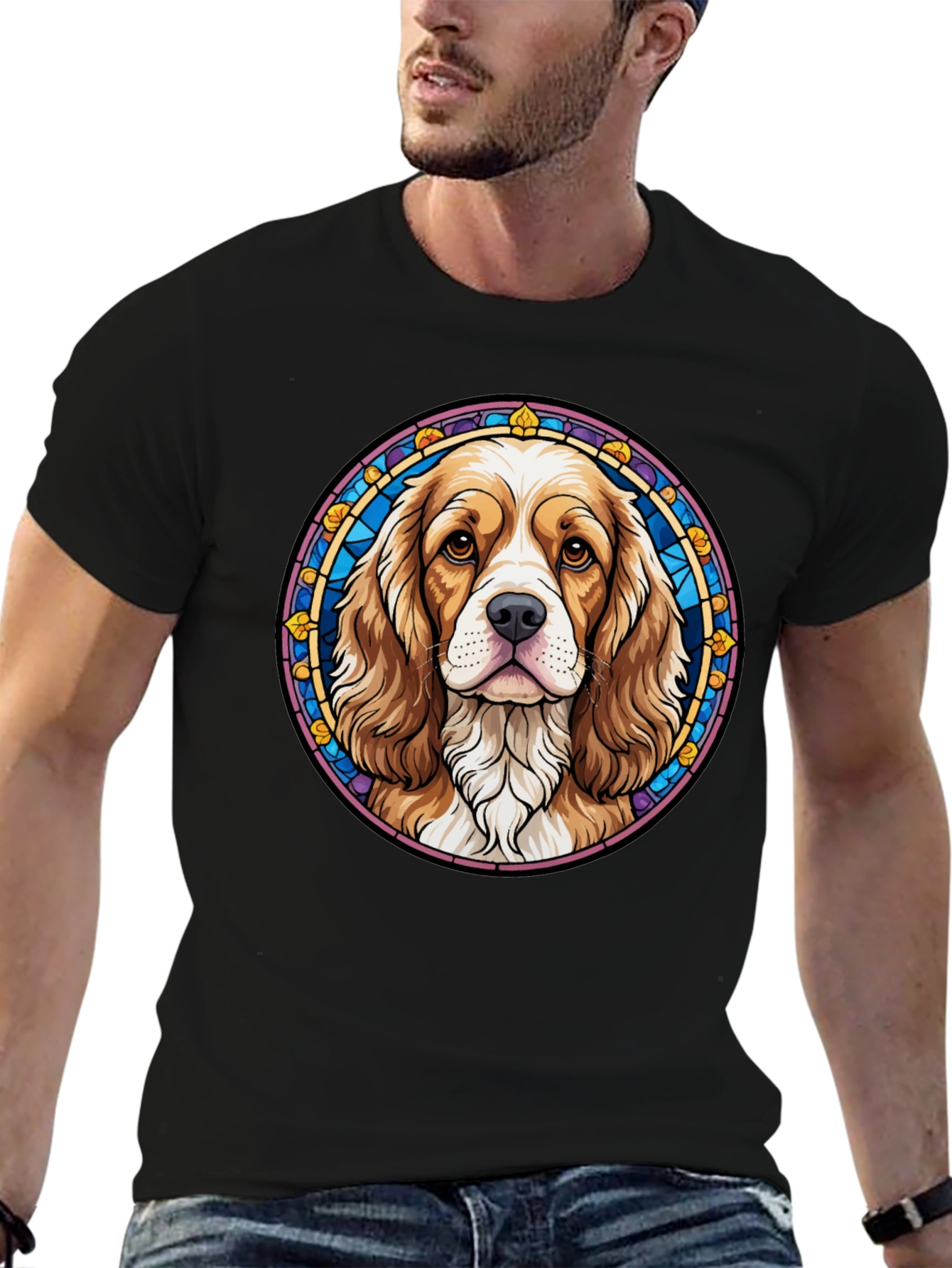 Dog Portrait Graphic Tee - Black