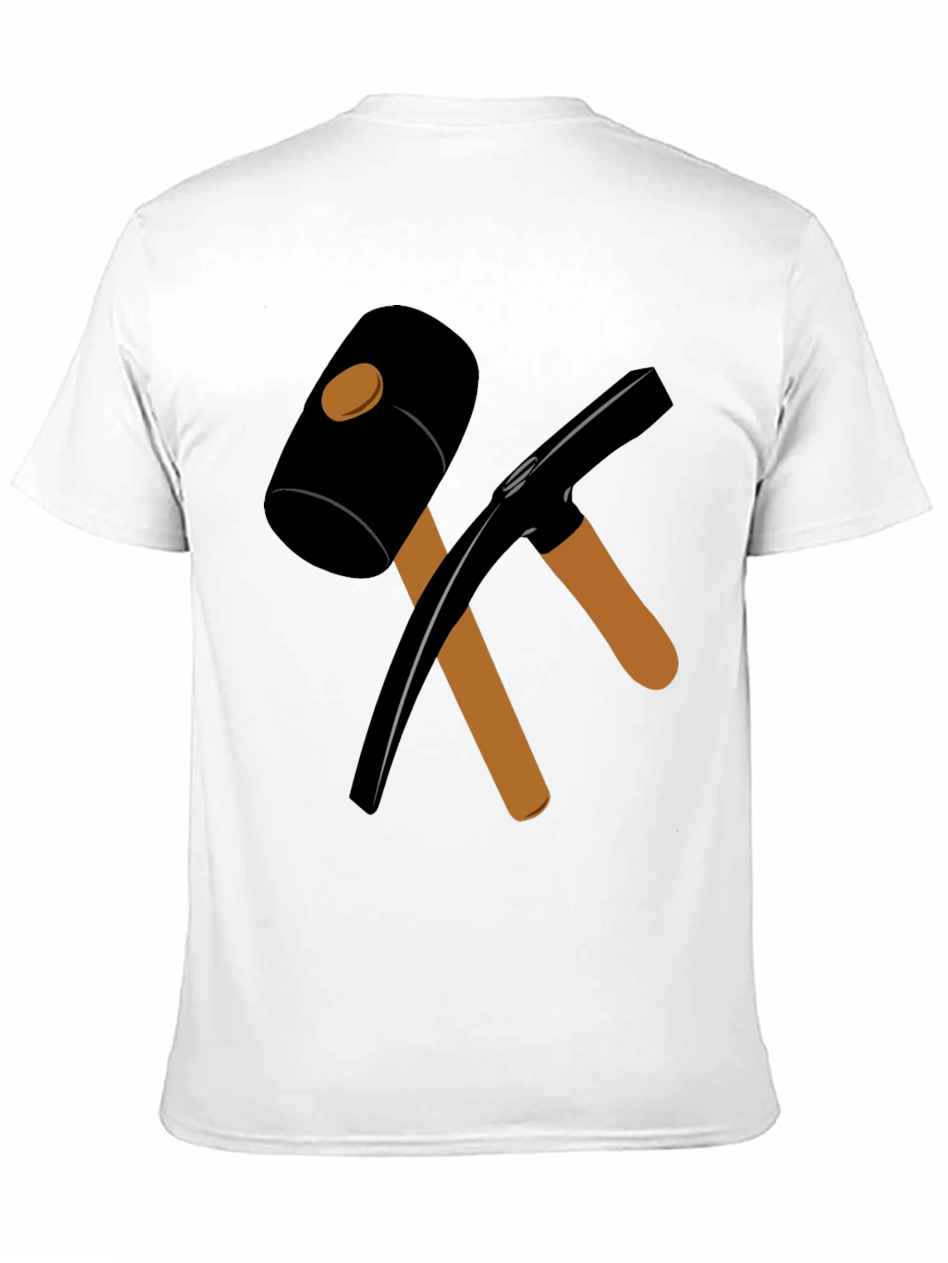 Black T-Shirt with Crossed Hammer & Pickaxe Design