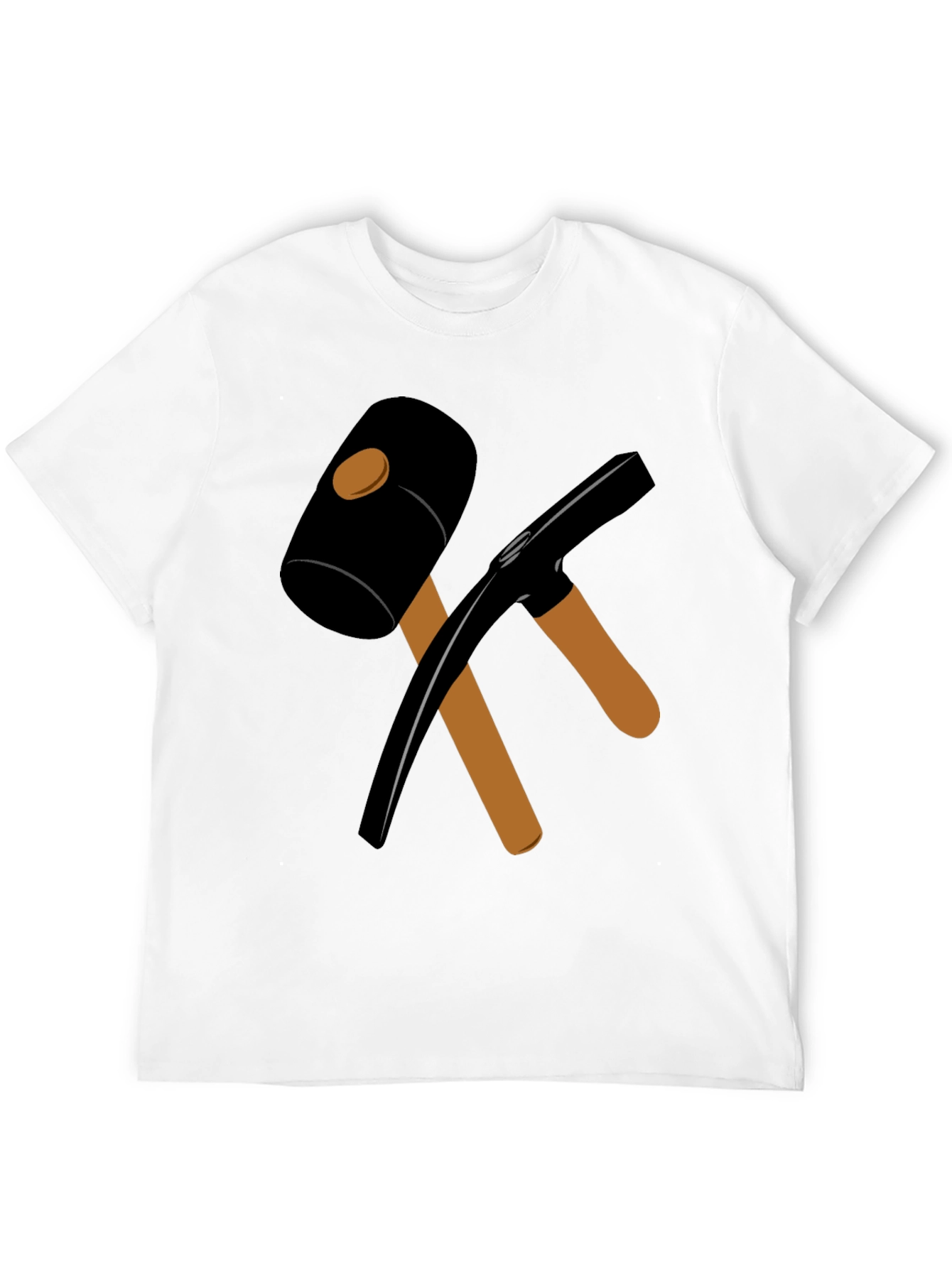 Black T-Shirt with Crossed Hammer & Pickaxe Design