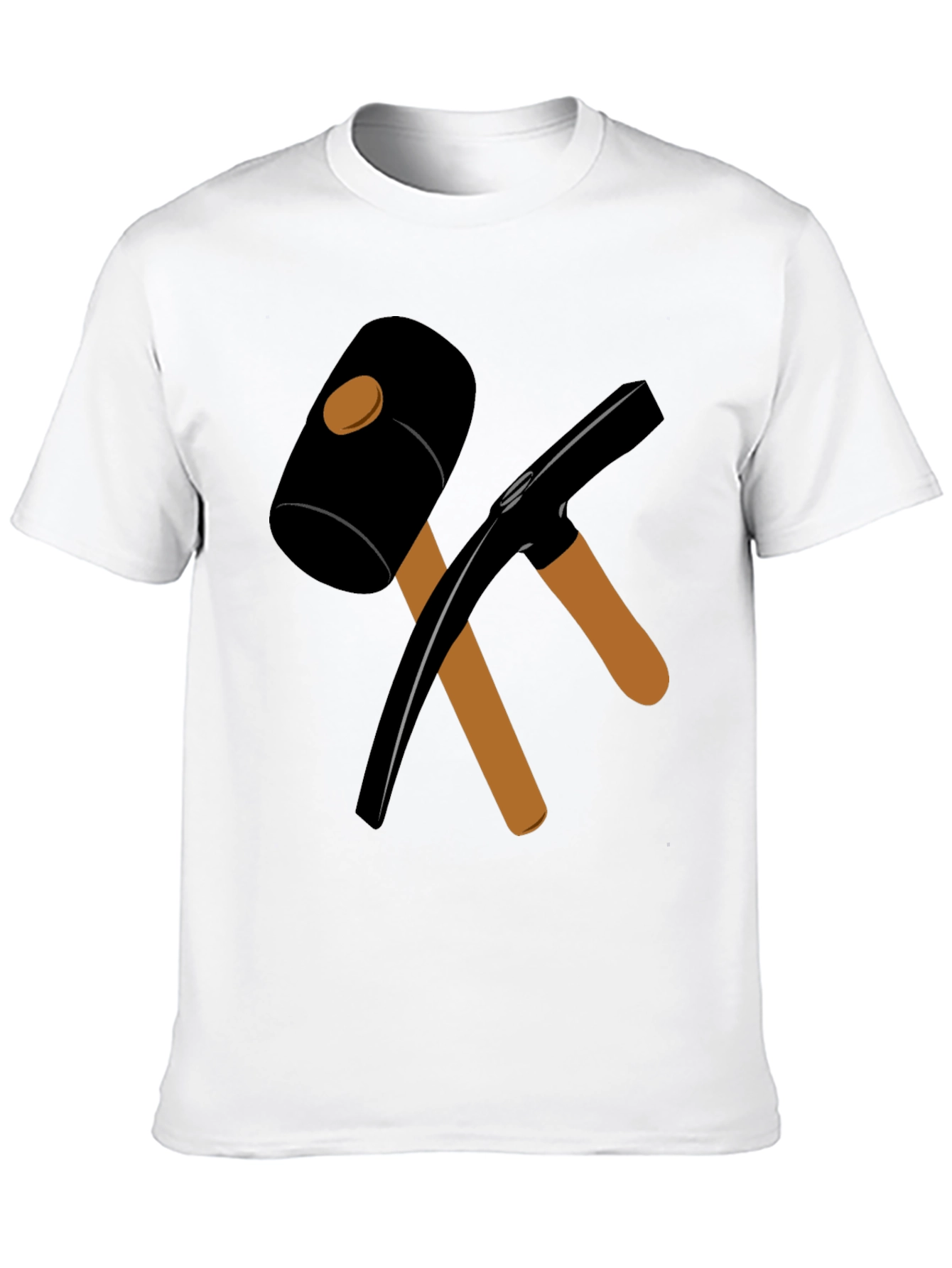 Black T-Shirt with Crossed Hammer & Pickaxe Design