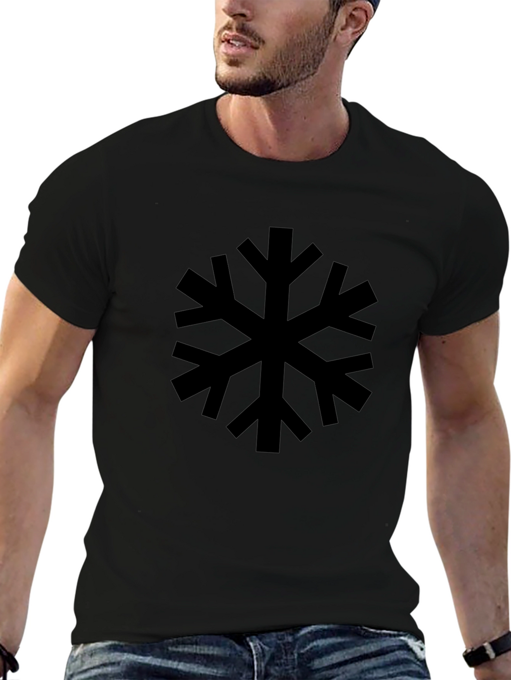 Black Snowflake Graphic T-Shirt - Casual Style