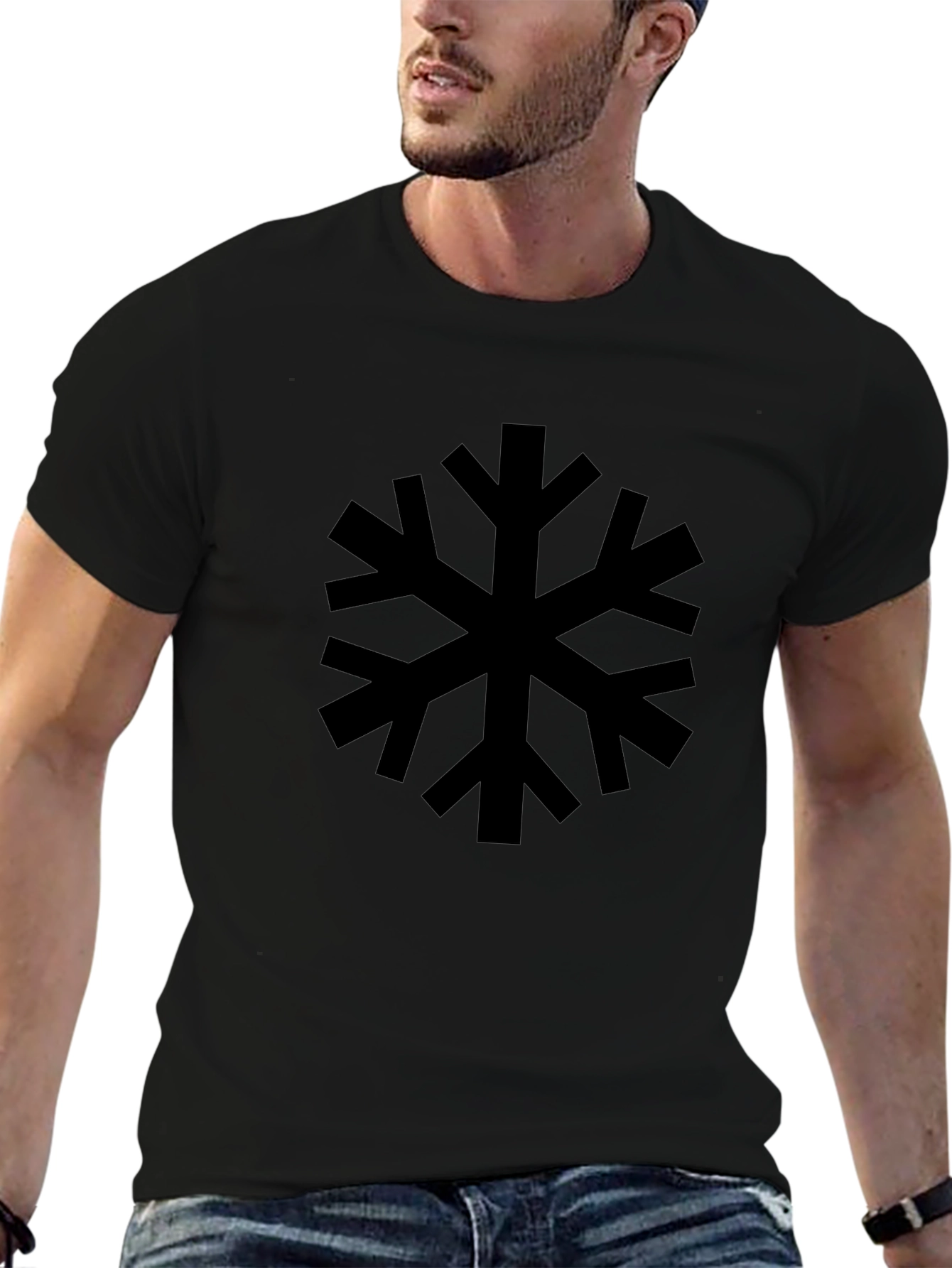 Black Snowflake Graphic T-Shirt - Casual Style