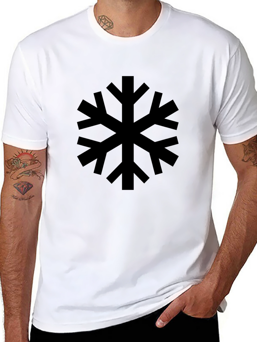 Black Snowflake Graphic T-Shirt - Casual Style