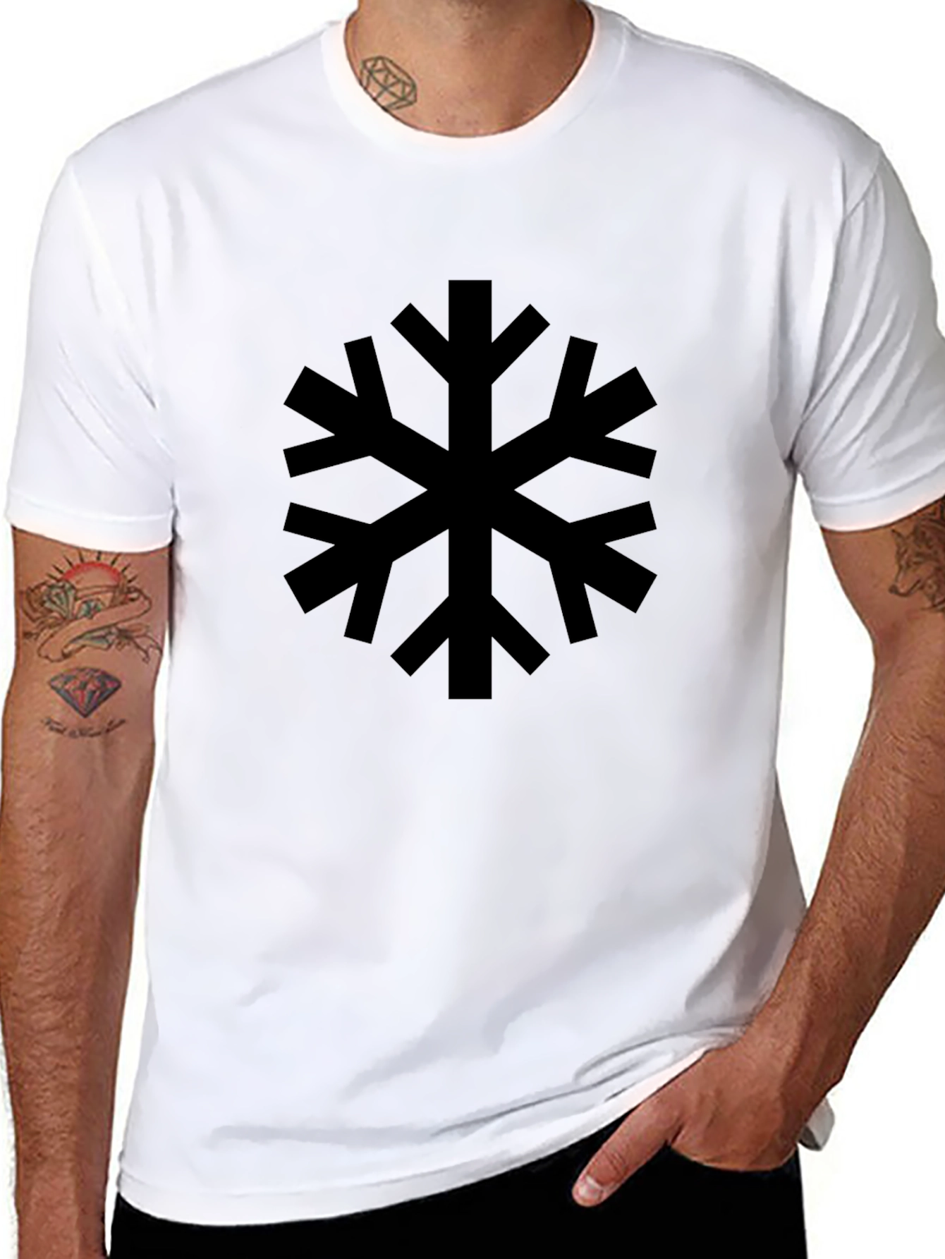 Black Snowflake Graphic T-Shirt - Casual Style